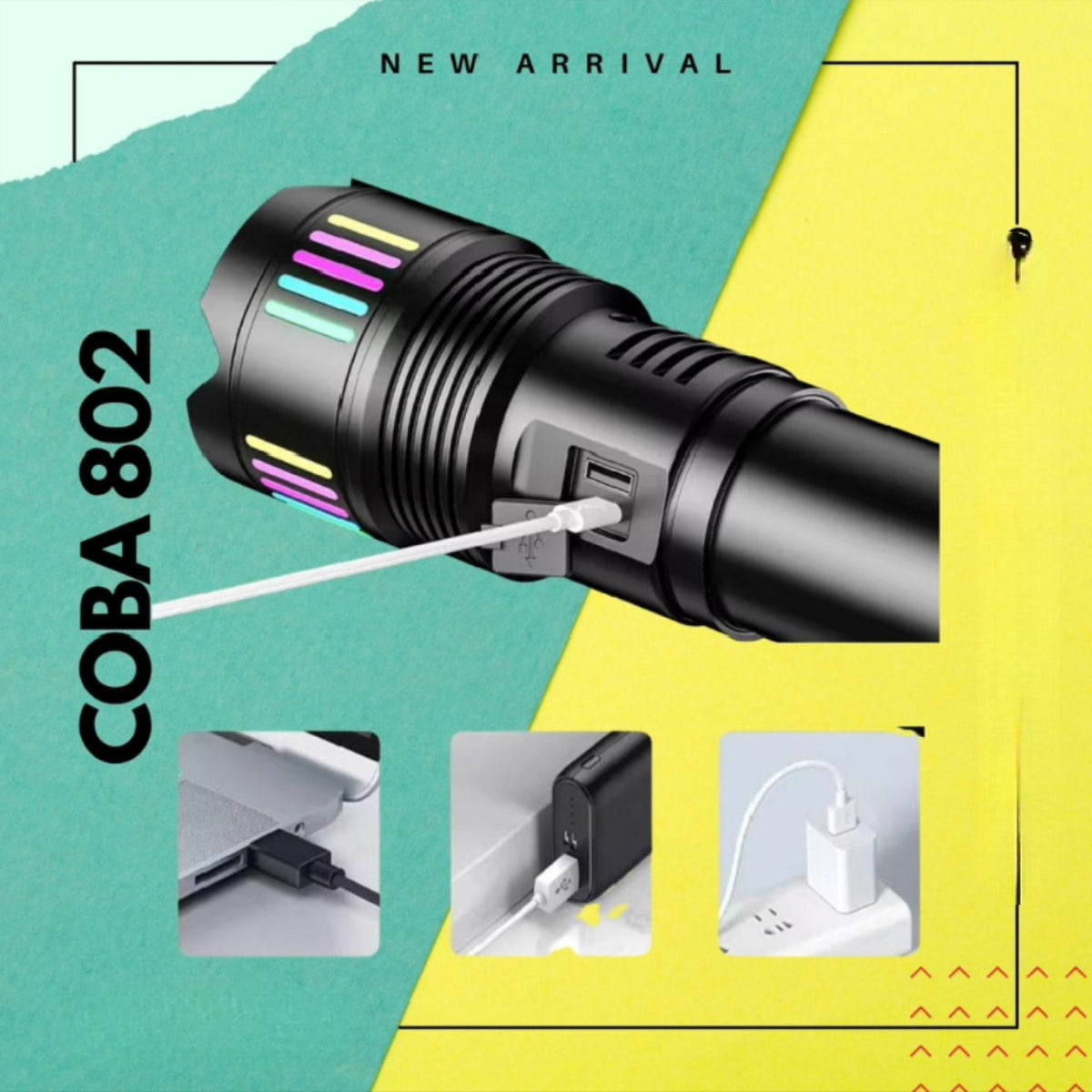 COBA Powerful Long Range Super Updated Model Led Flashlight - Torch CB-802