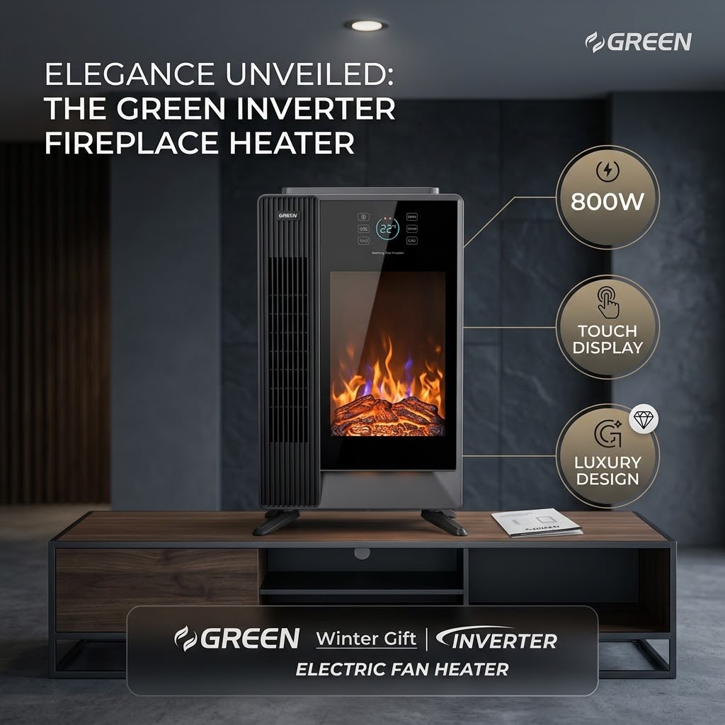 Green Electric Fan display heater