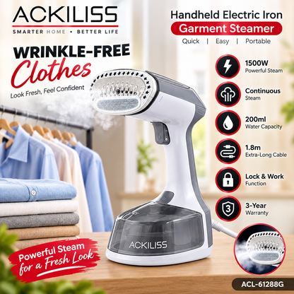 ACKILISS ACL-61288G Handheld Electric Steam Iron 1500W – Portable Garment Steamer