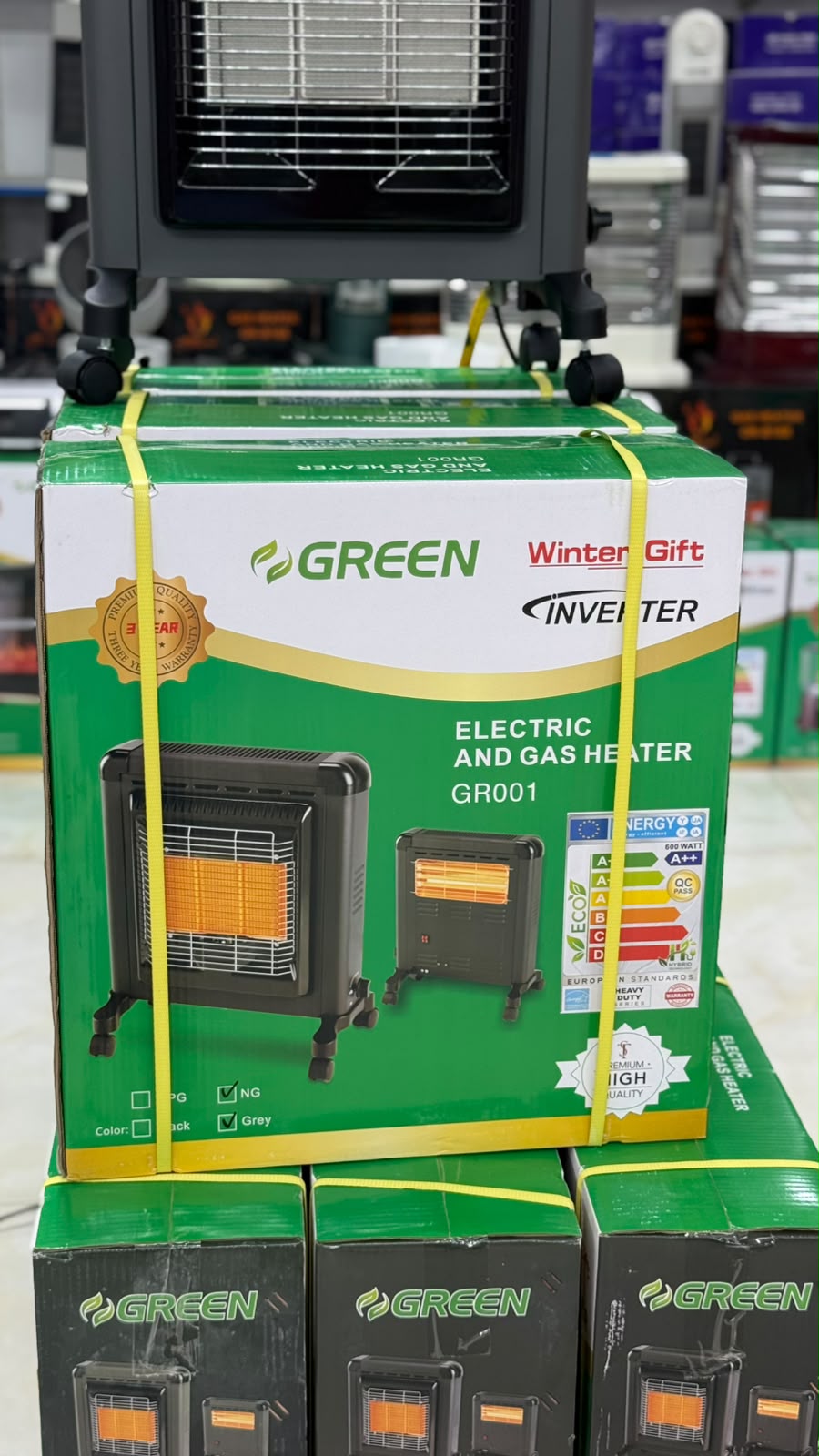 Green GR001 Electric & Gas Heater – Inverter, Grey, 3 Year Warranty