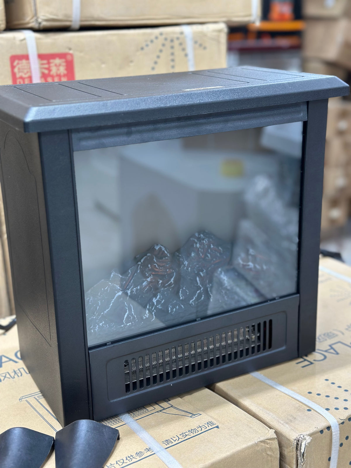 DECASEN Electric Fireplace Heater with 3D Flame Effect & Blower Fan | Display Control