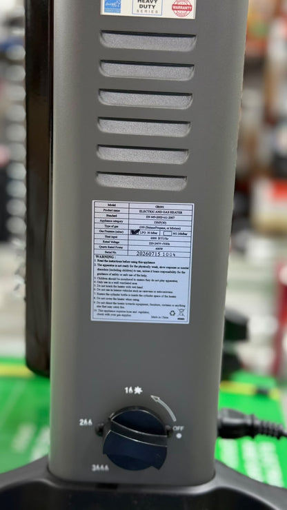 Green GR001 Electric & Gas Heater – Inverter, Grey, 3 Year Warranty