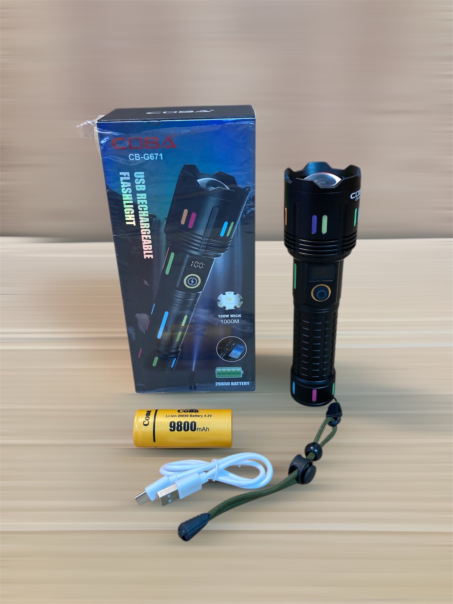 COBA Aluminium Alloy Digital Flashlight-Torch CB-G672