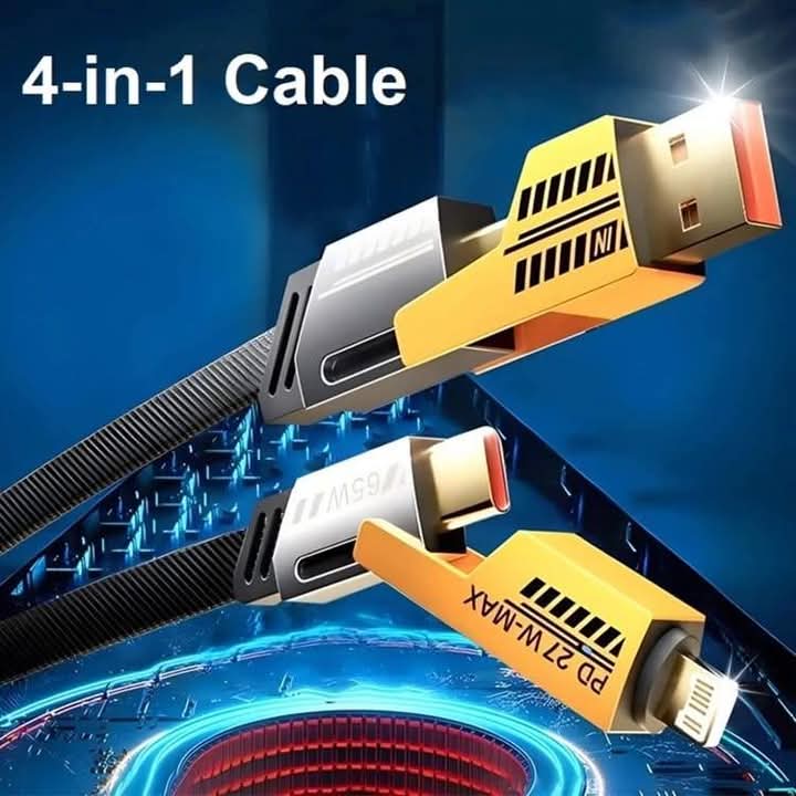 4-in-1 Fast Charging Data Cable (Pack Of 2)