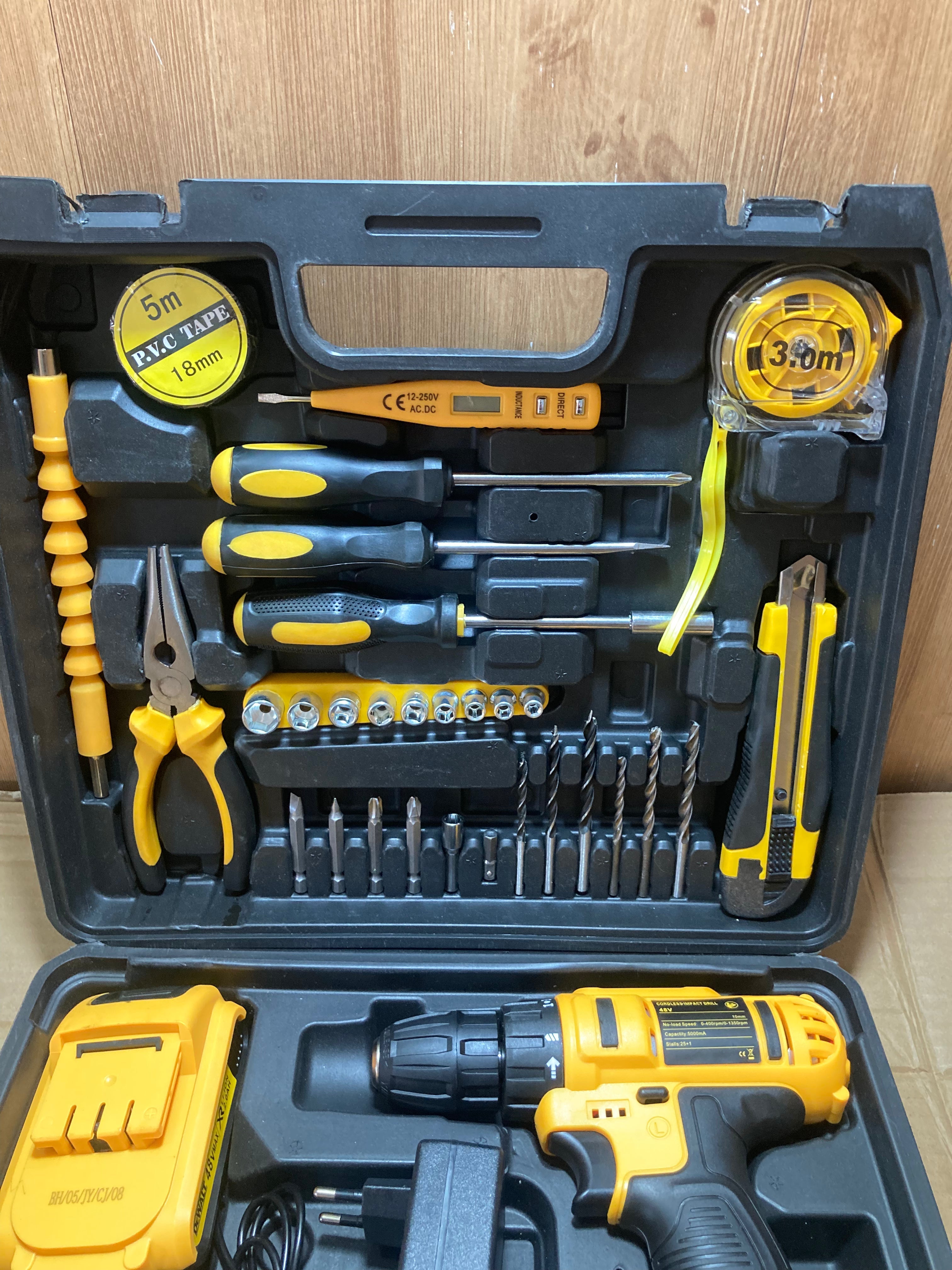 DEWALT 48V Rechargeable Drill Machine with Tool Kit