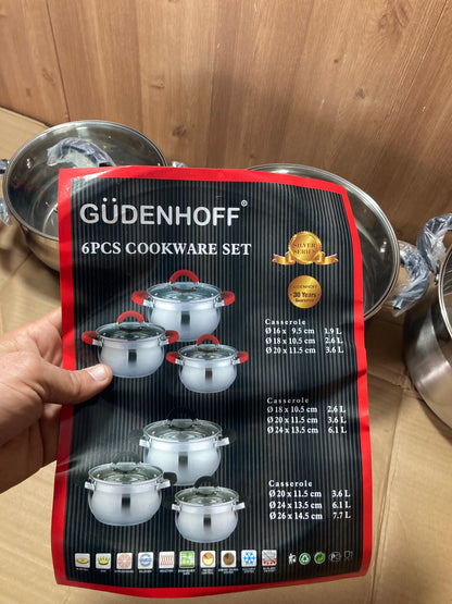 GUDENHOFF 6PCs Stainless Steel Cookware Set
