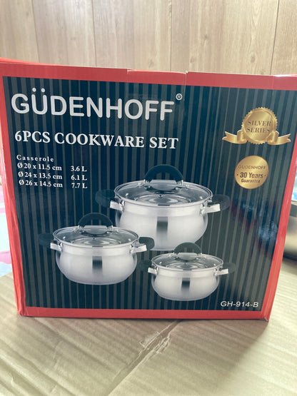 GUDENHOFF 6PCs Stainless Steel Cookware Set