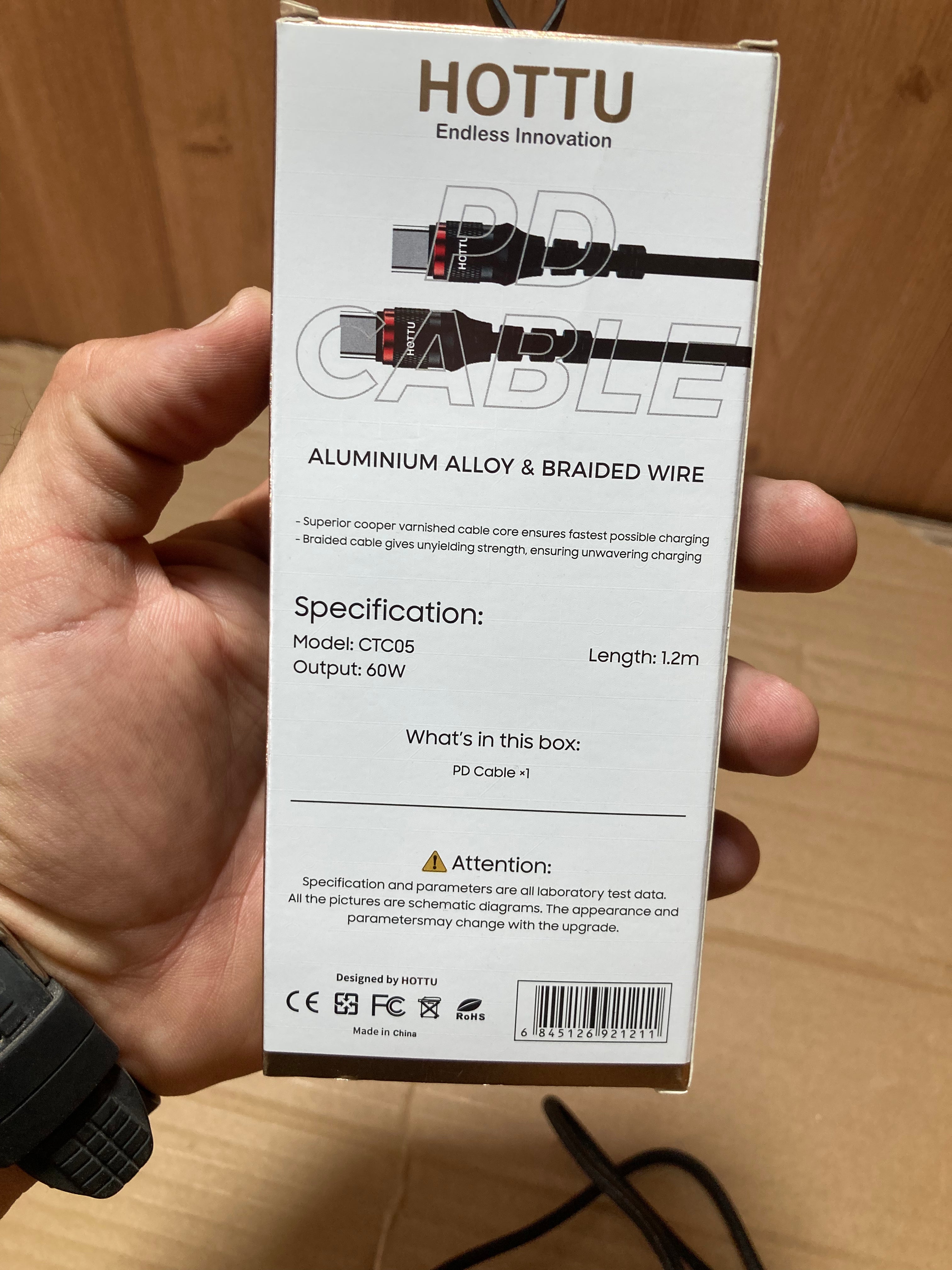 HUTTO 60W PD Fast Charging C-C Data Cable 1 Year Warranty