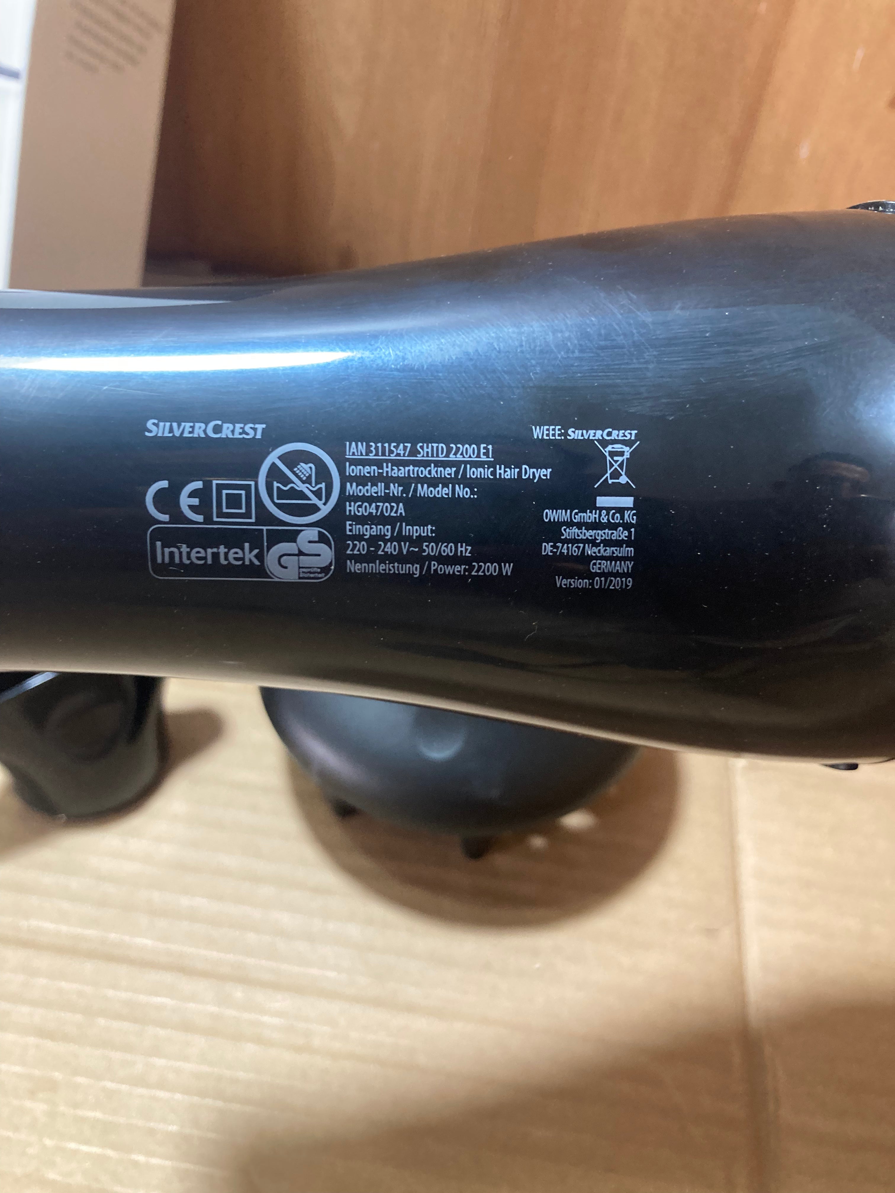 Silver Crest Personal Care Lonen-Haartrockner Hair Dryer 2200W