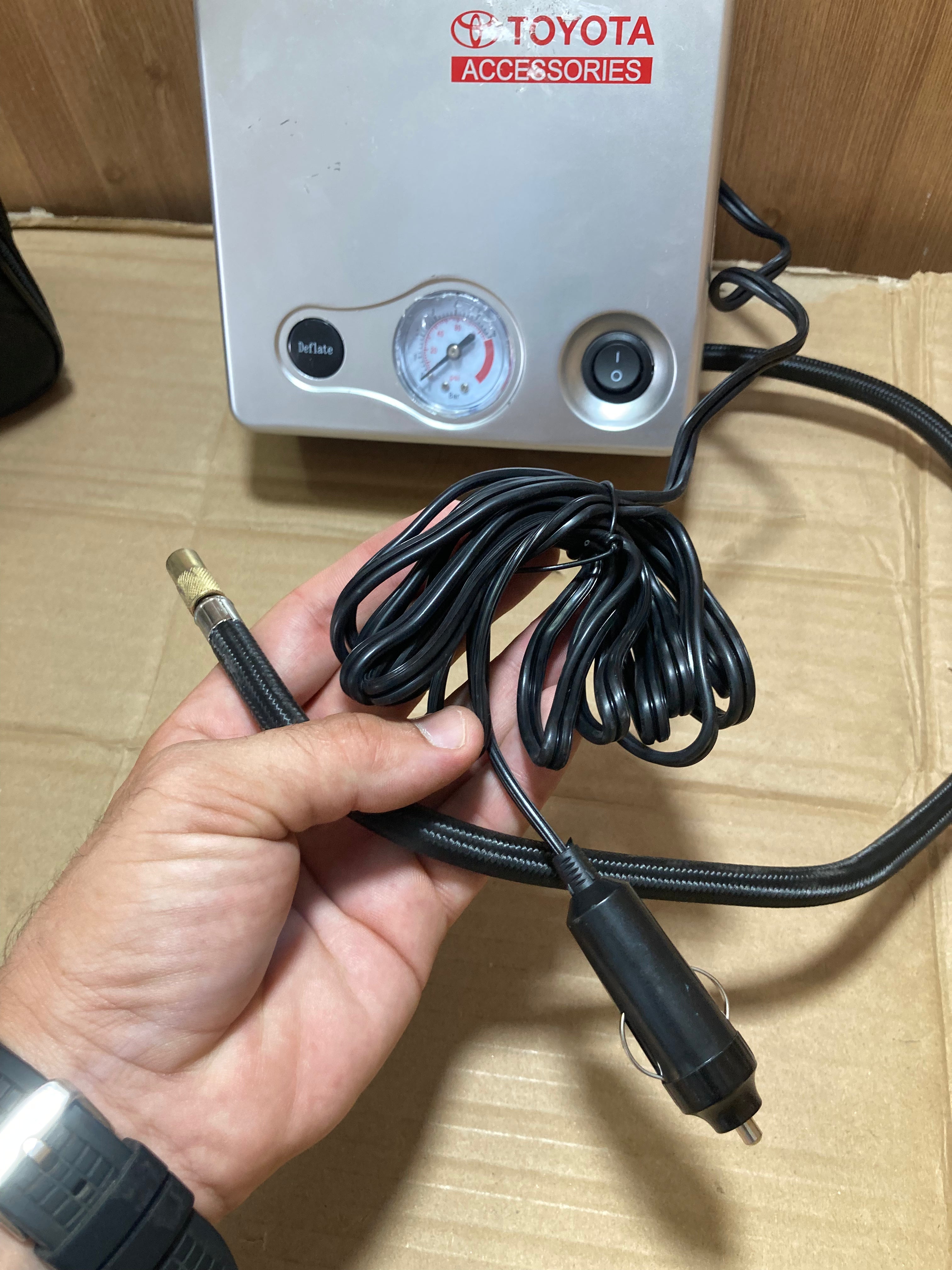 Toyota Tire Inflator/Air Compressor With 3 High Air Flow Nozzles & Adaptors