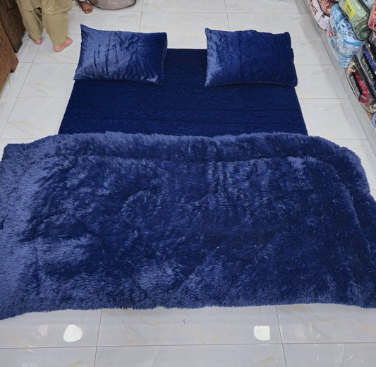 Imported King Size 4PCs Blanket - BedSheet Set
