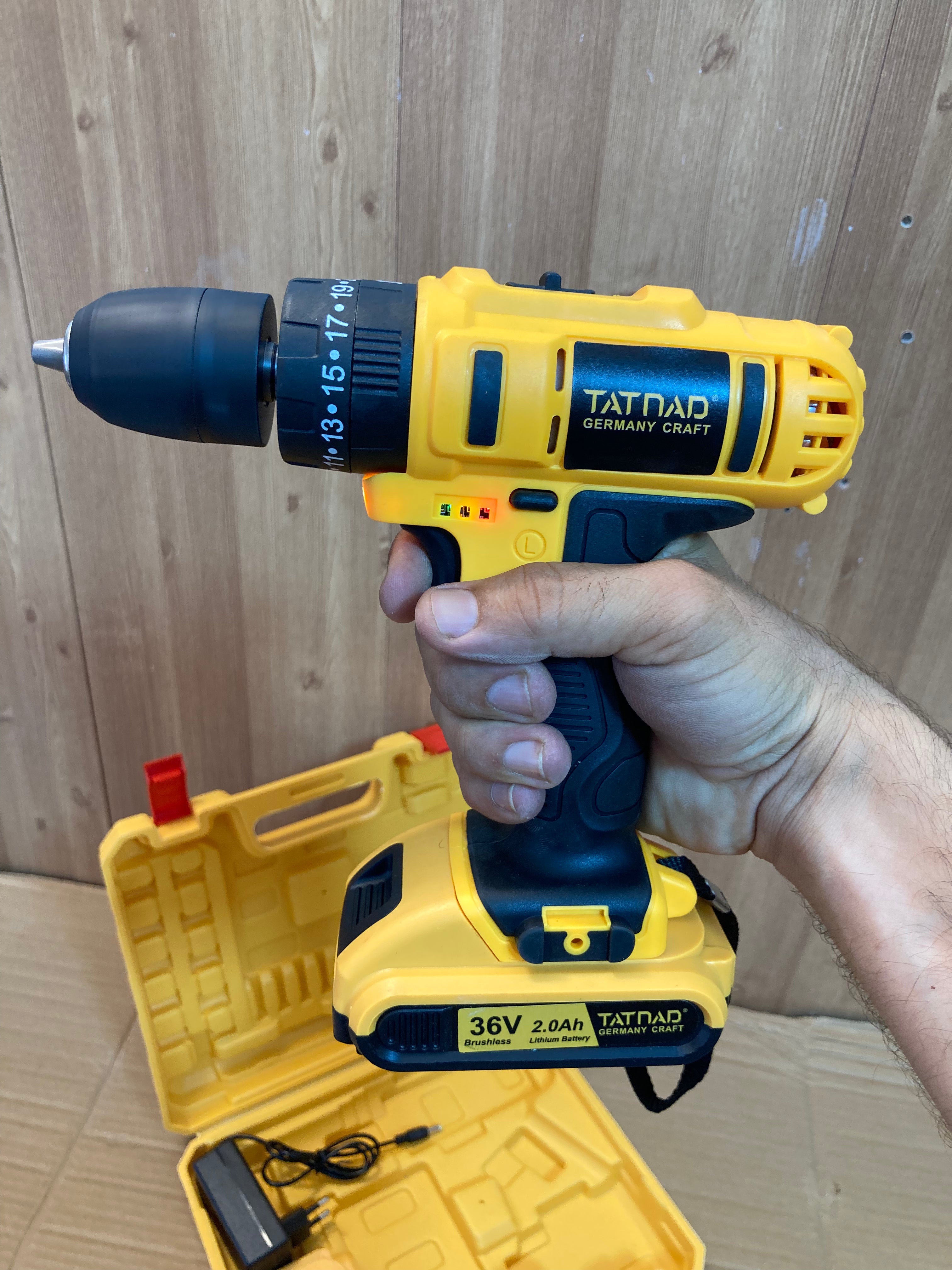 Tatnad Germany Craft Cordless Drill Machine with 36V Rechargeable Double Batteries