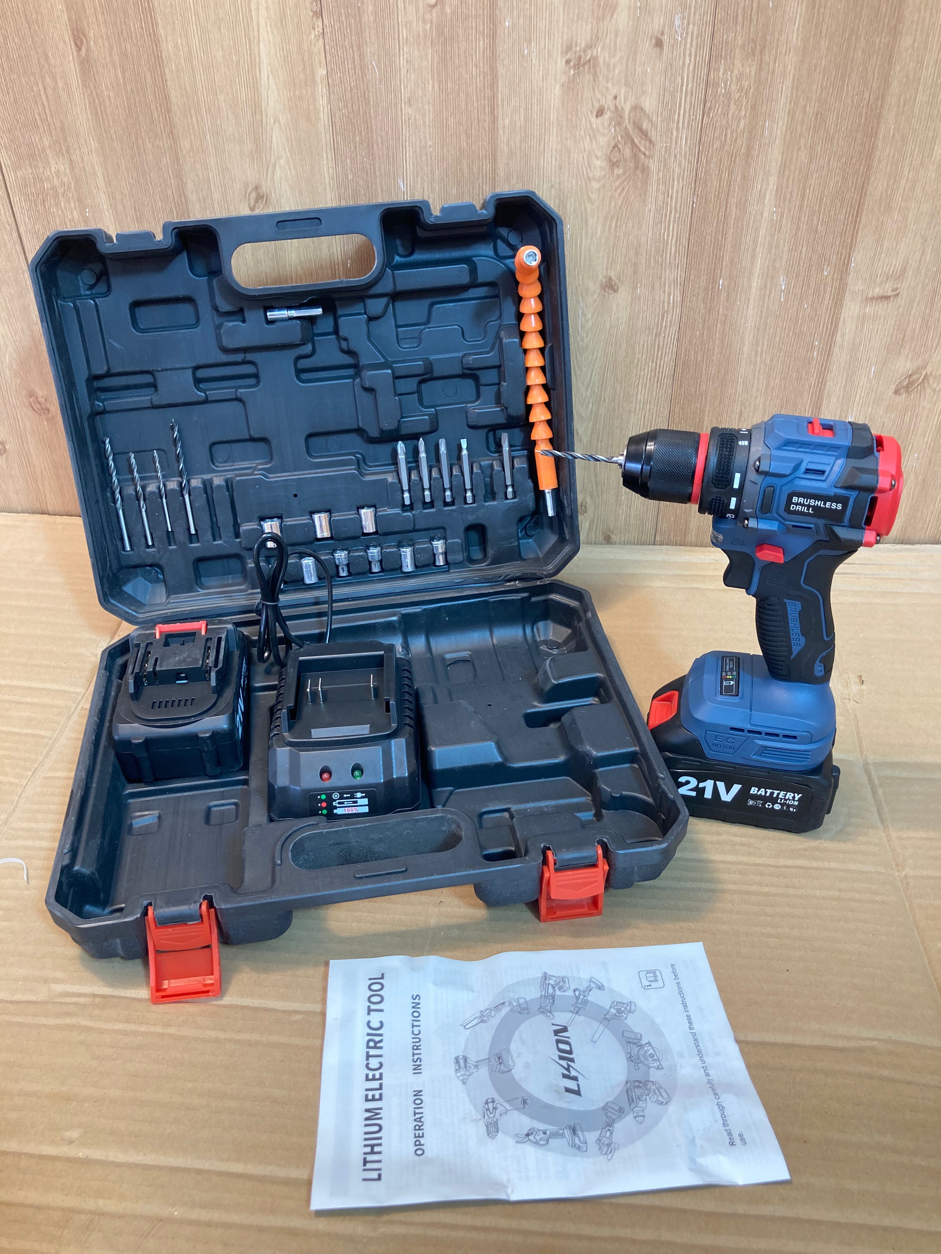 Lot Imported Heavy Duty Brushless Drill Machine with 21V Double Batteries