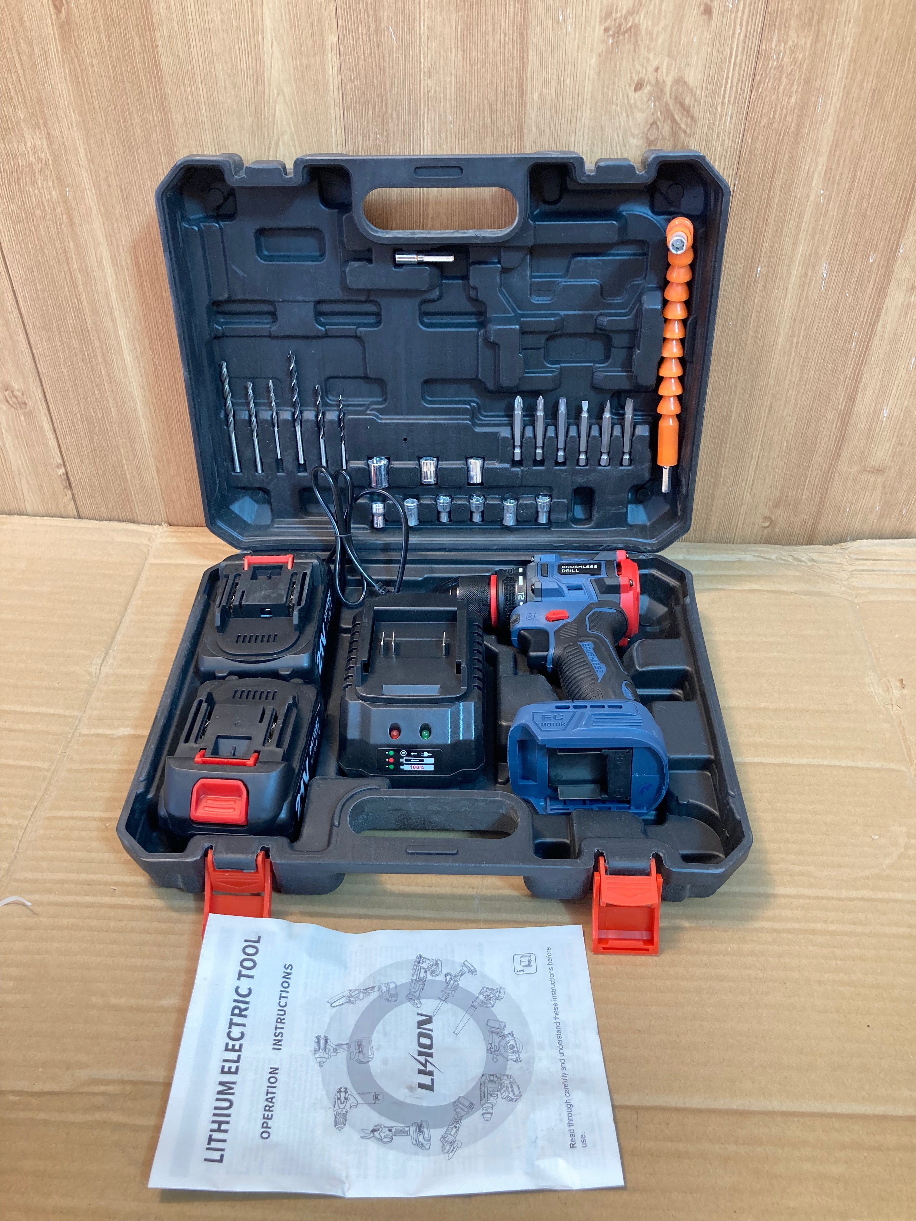 Lot Imported Heavy Duty Brushless Drill Machine with 21V Double Batteries