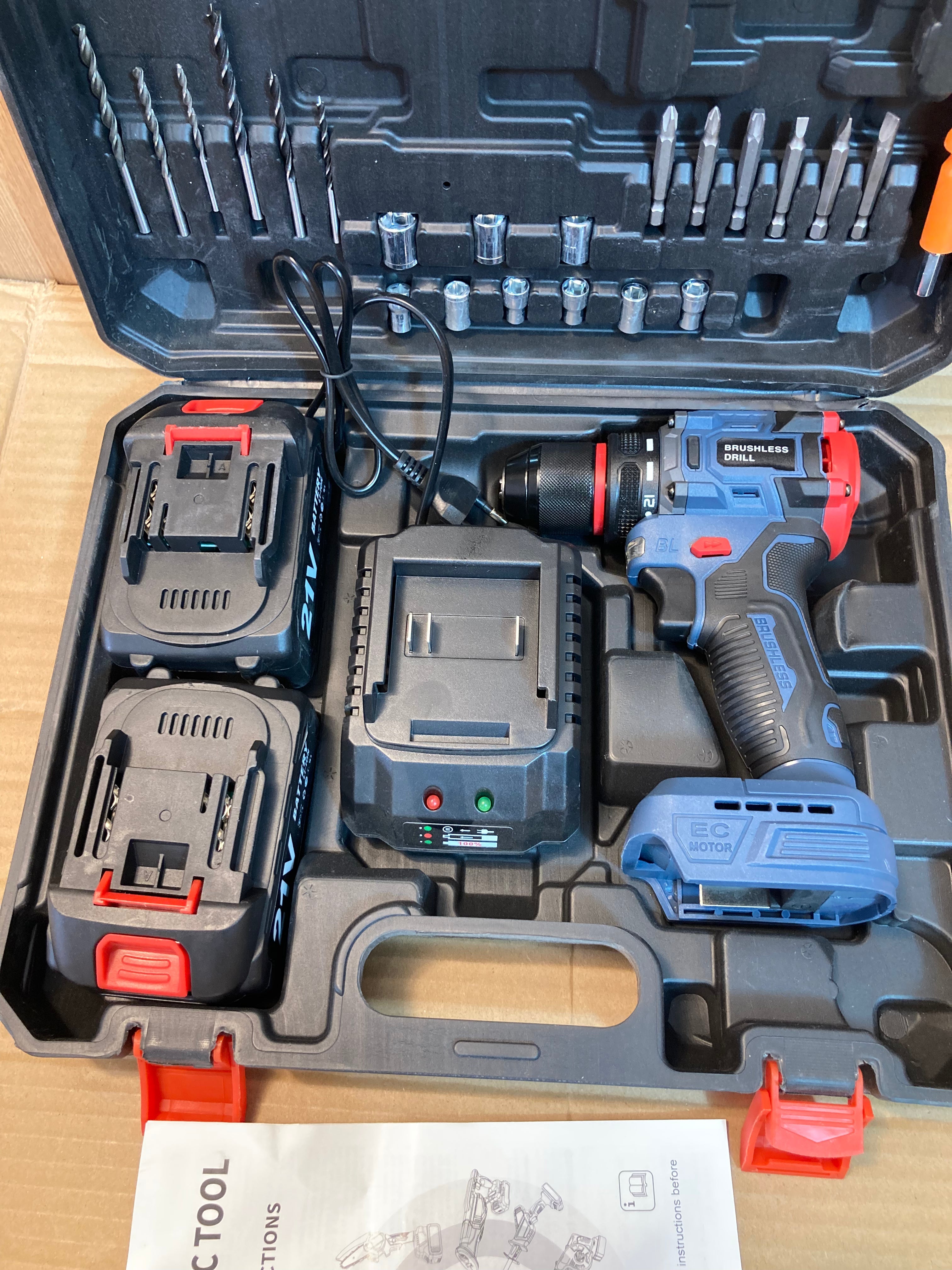 Lot Imported Heavy Duty Brushless Drill Machine with 21V Double Batteries