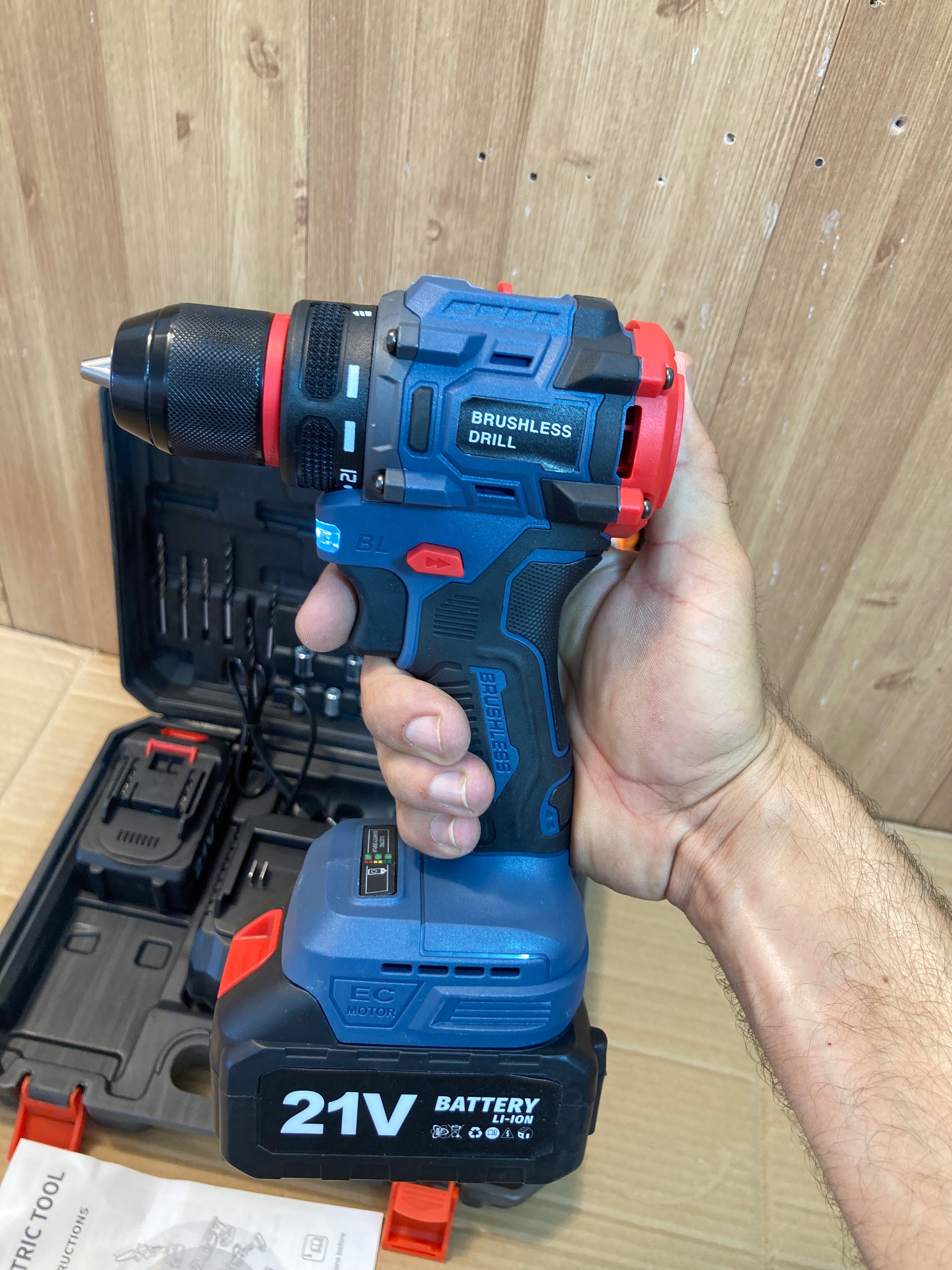 Lot Imported Heavy Duty Brushless Drill Machine with 21V Double Batteries