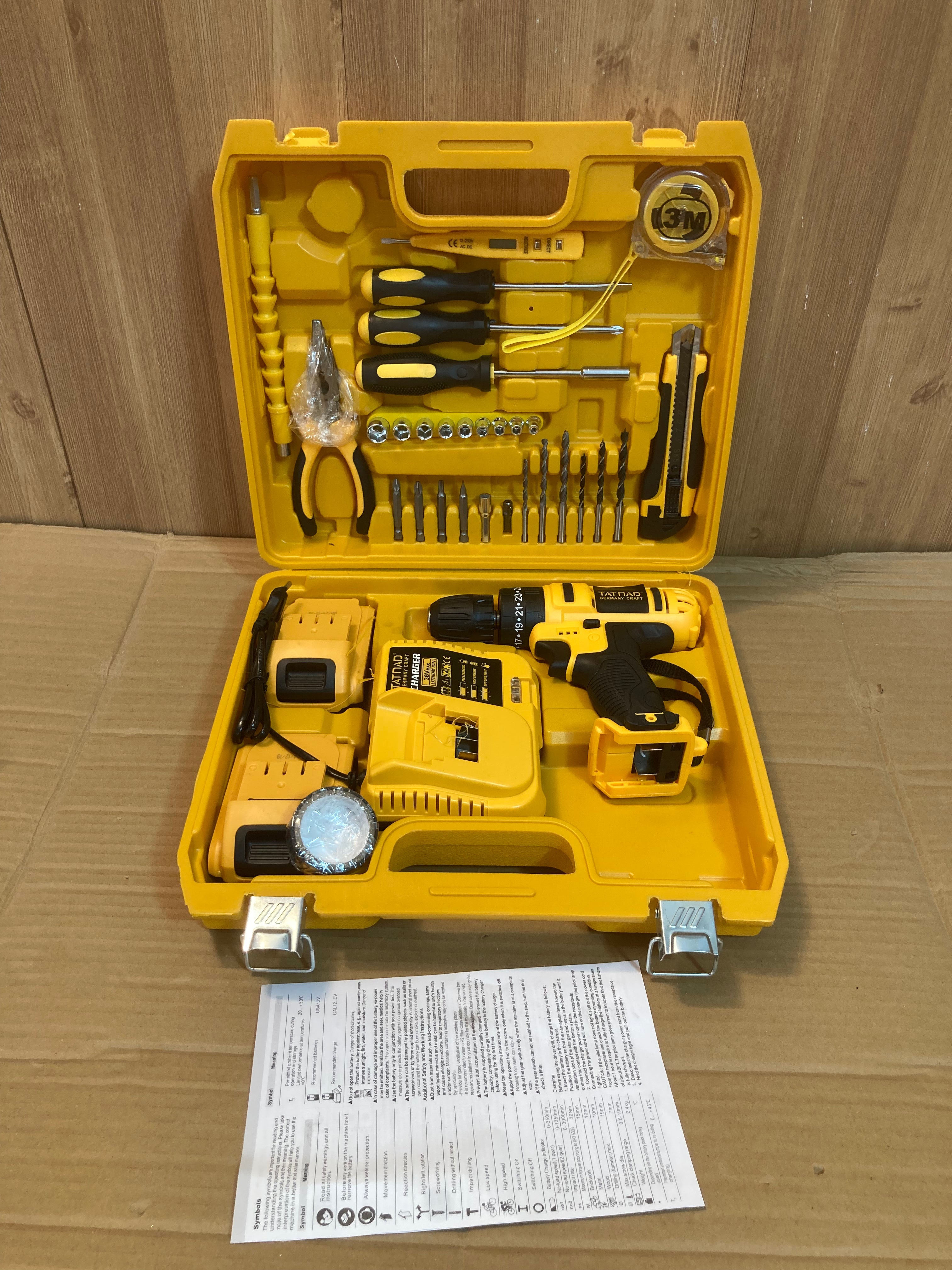 Tatnad Germany Craft Cordless Drill Machine with 36V Rechargeable Double Batteries