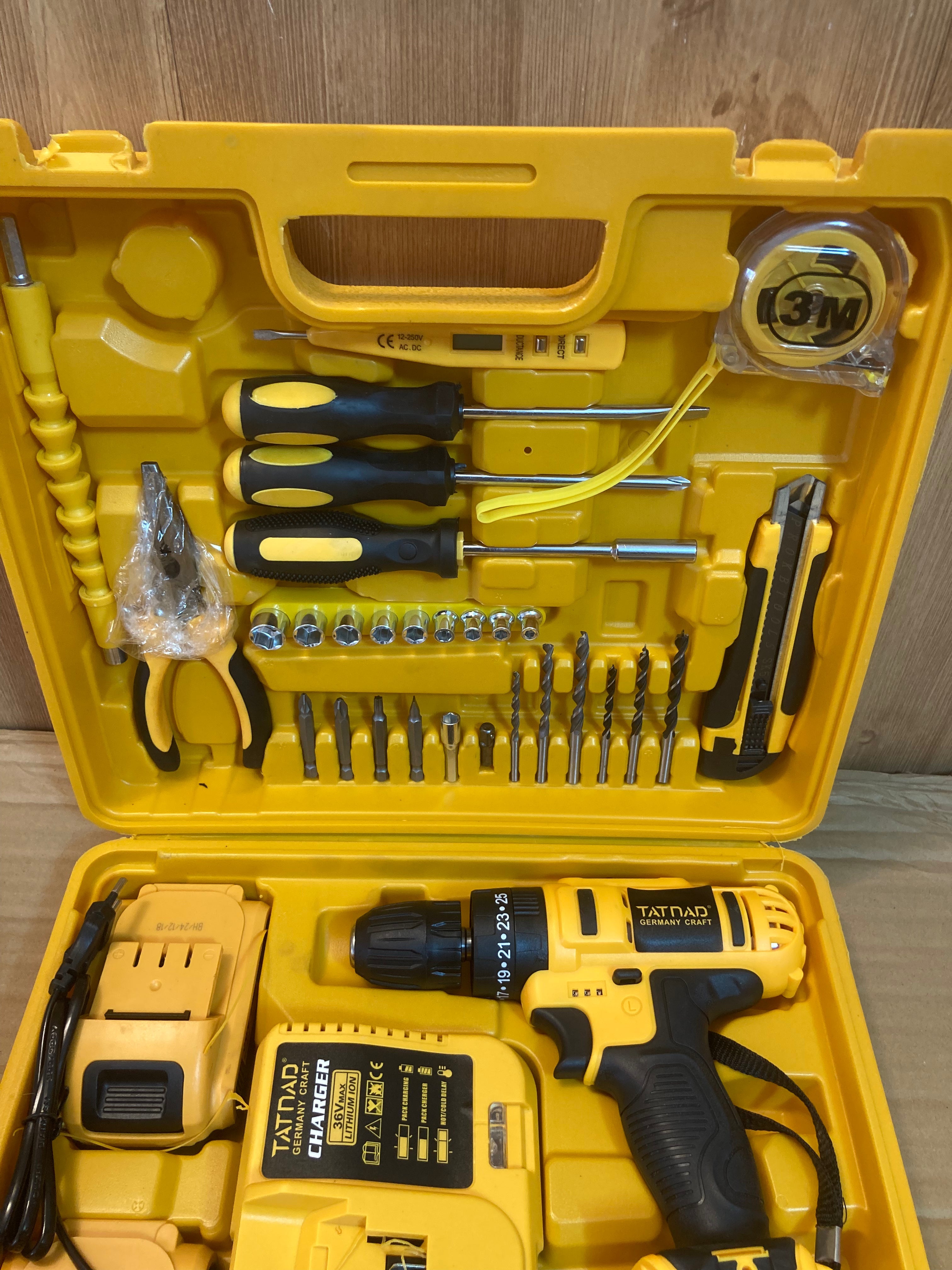 Tatnad Germany Craft Cordless Drill Machine with 36V Rechargeable Double Batteries