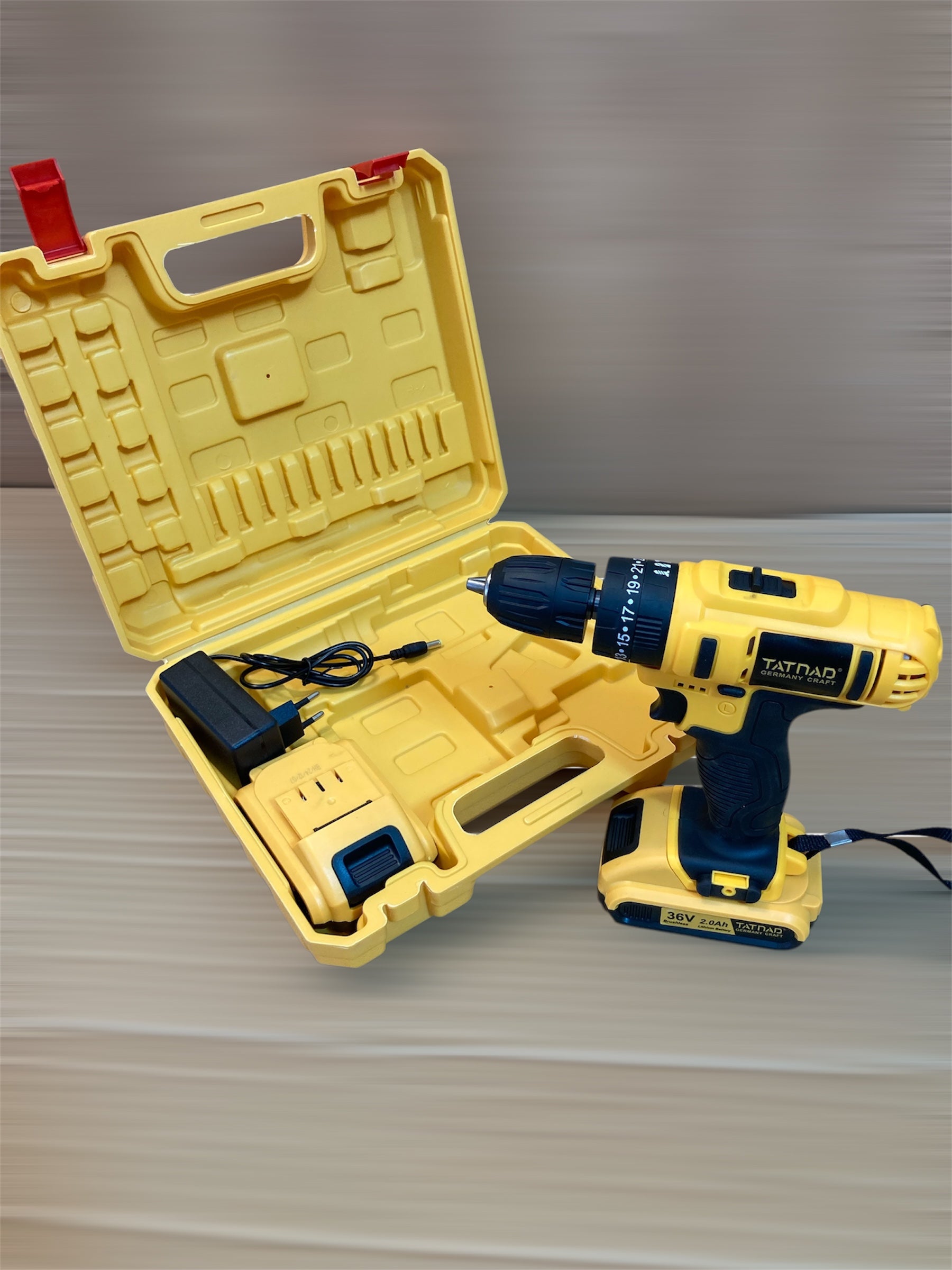 Tatnad Germany Craft Cordless Drill Machine with 36V Rechargeable Double Batteries