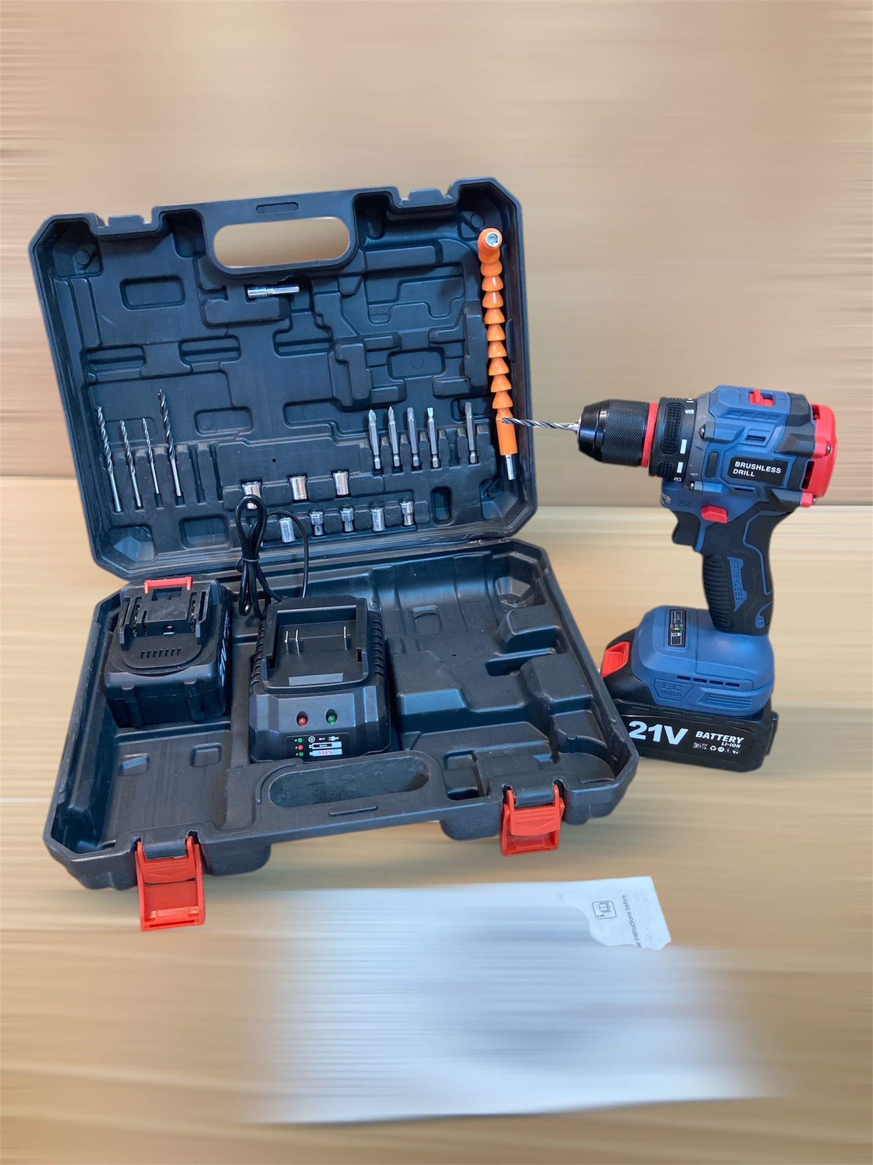 Lot Imported Heavy Duty Brushless Drill Machine with 21V Double Batteries