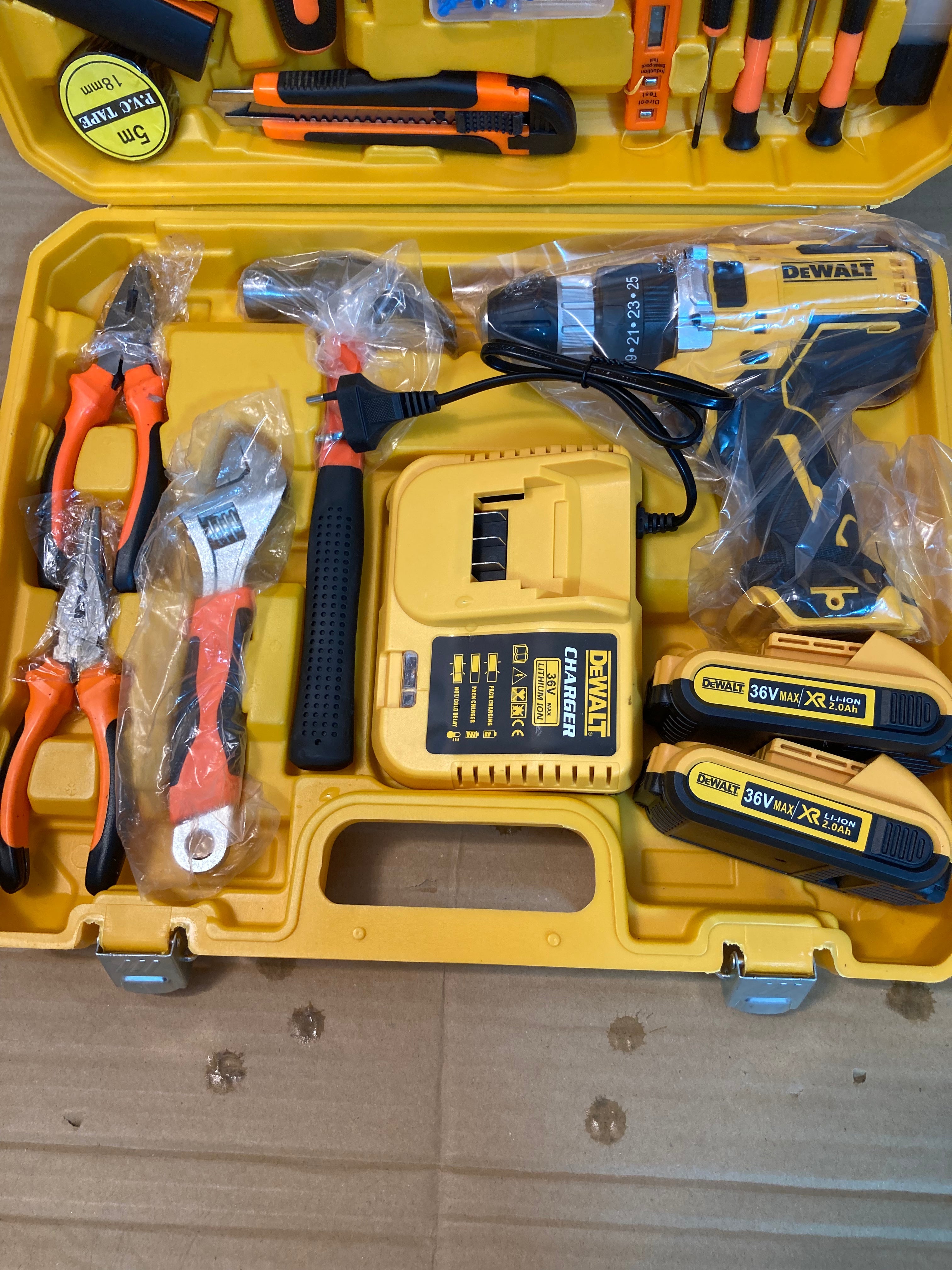 DeWALT Commercial Cordless Powerful Drill Machine 36V Double Batteries