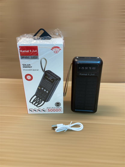 Kamal Solar Energy Power Bank With 4 Built In Cables 50,000mAh S303