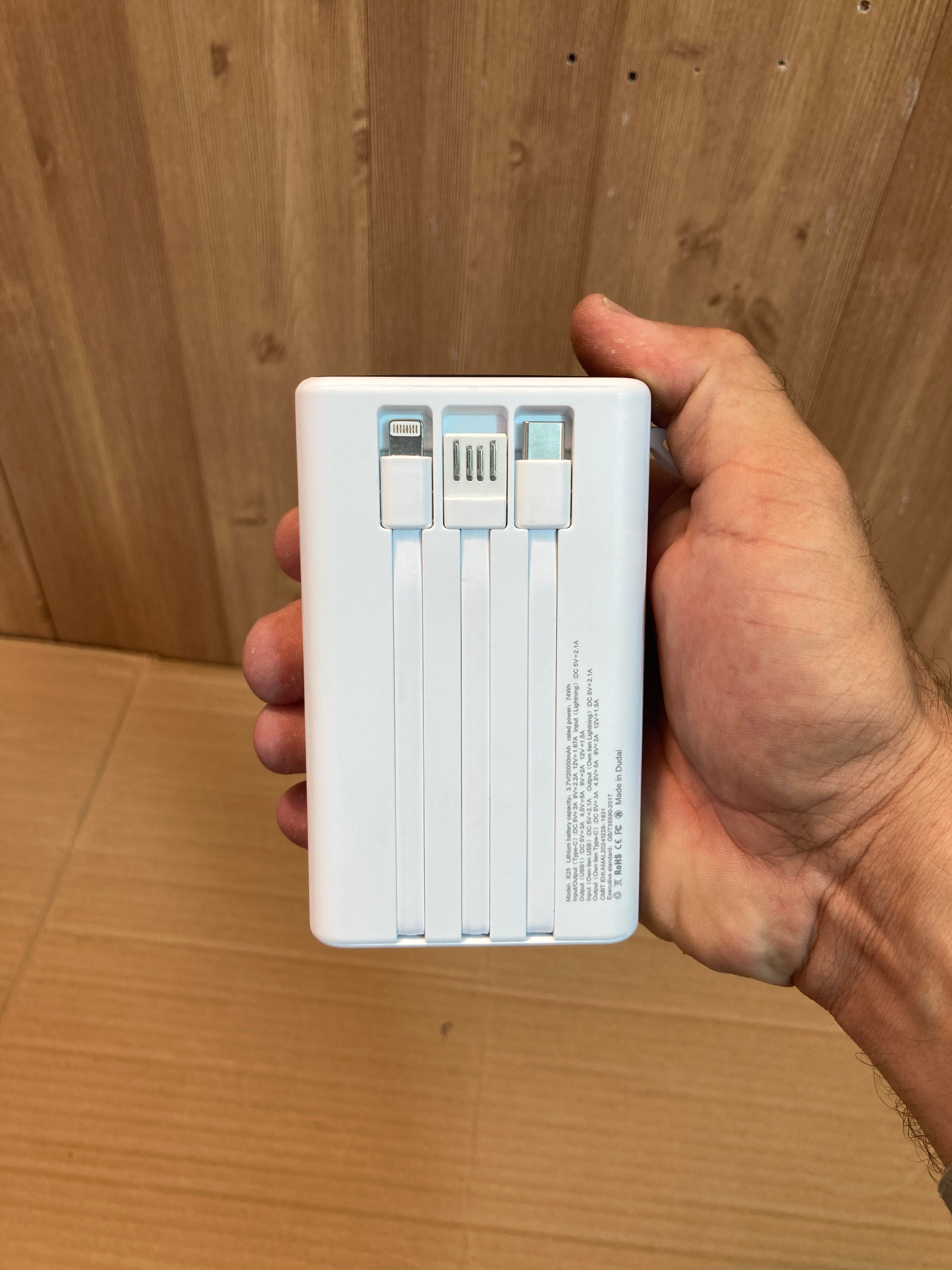 Kamal 20,000mAh Wireless & 3 Built-in Cables Power Bank 25W K25