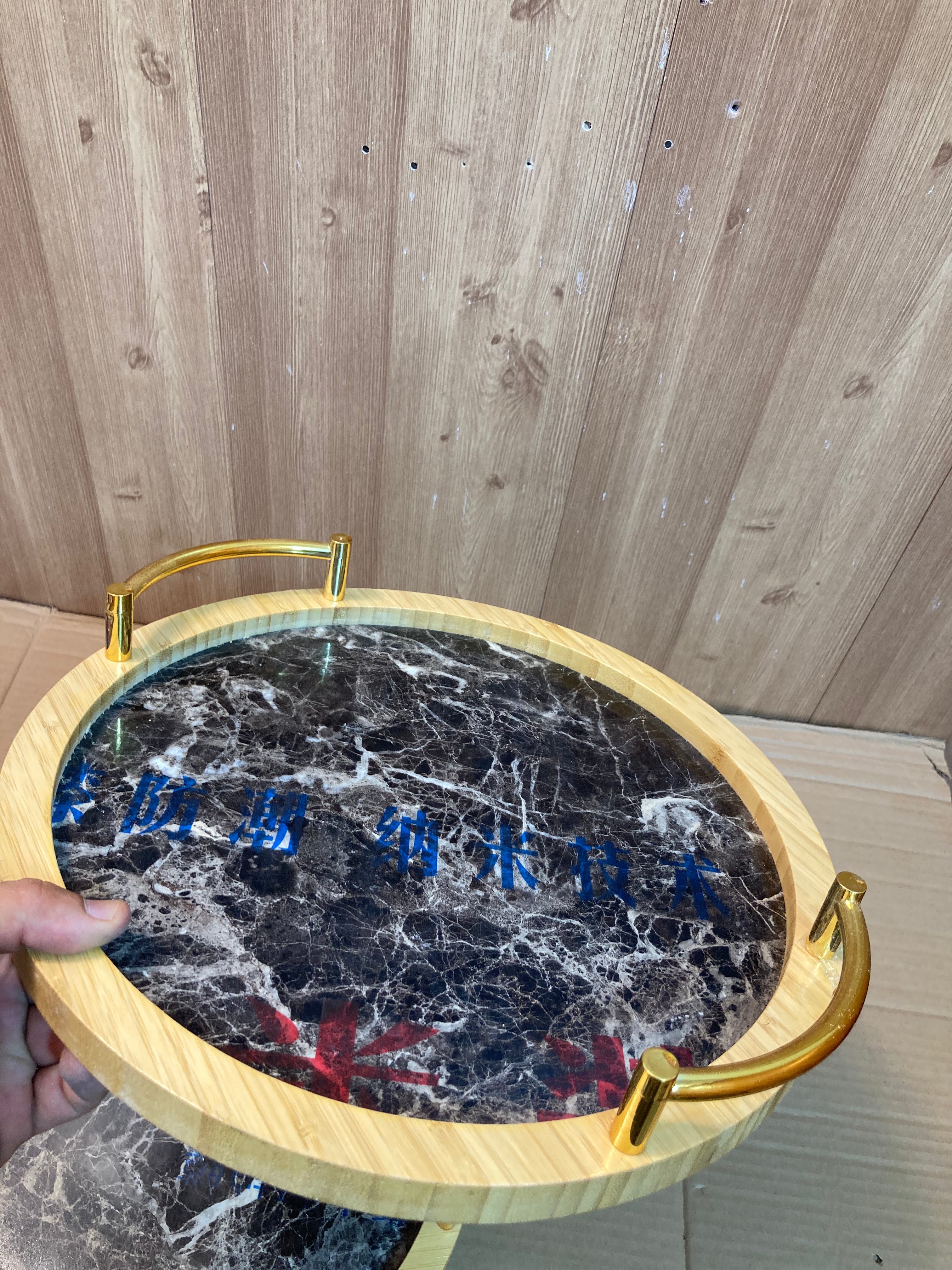 3PCs Bamboo Round Shape Serving Trays Set