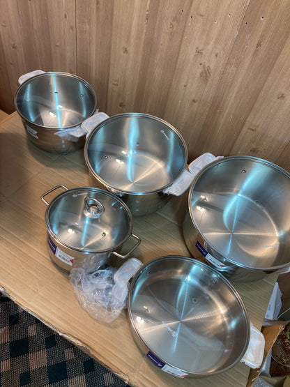 Korkmaz Turkey Stainless Steel 10PCs Cookware Set ASTRA A-1901