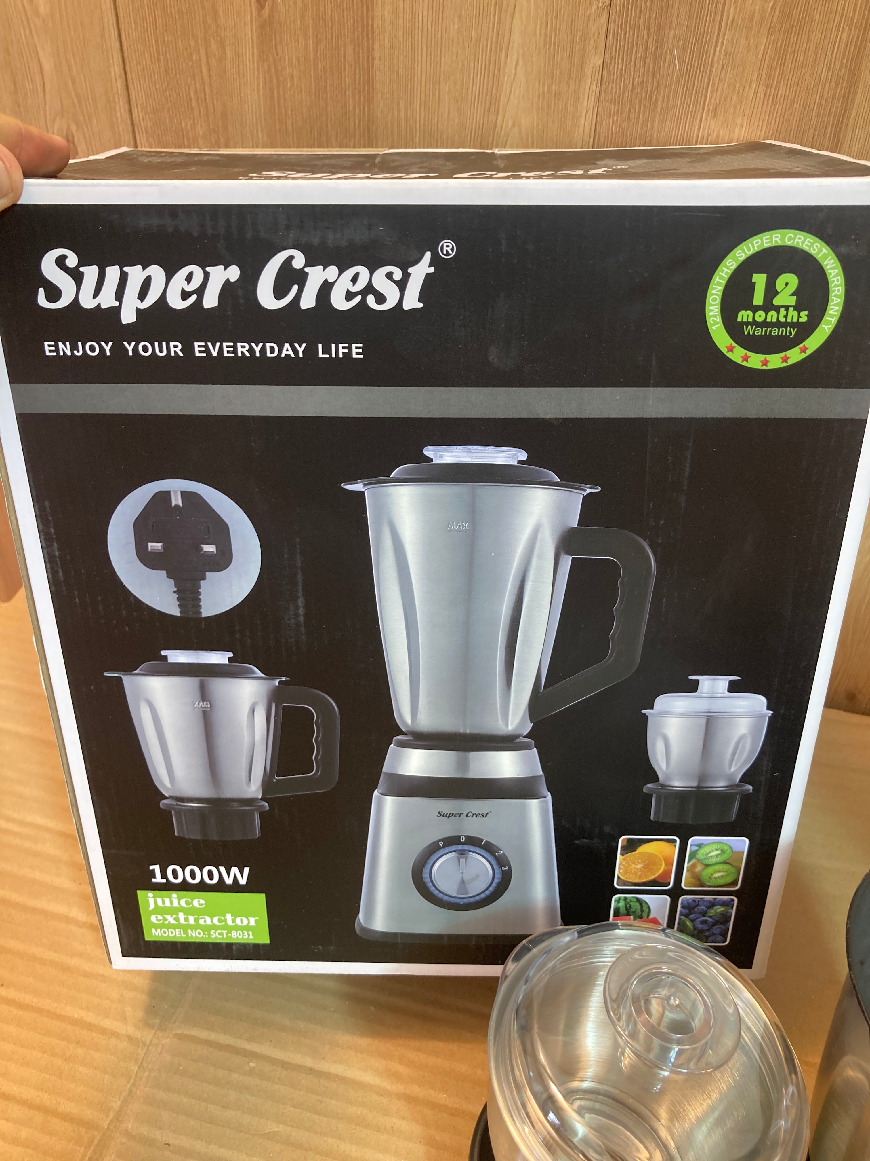 Super Crest Germany Full Steel Body 3-in-1 Electric Juicer, Chopper and Grinder Machine Heavy Duty SCT-8031