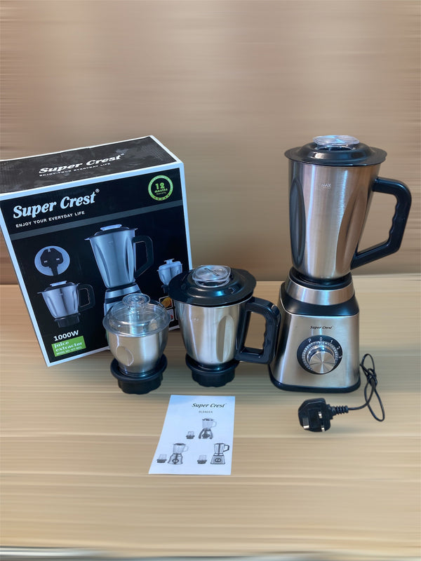 Super Crest Germany Full Steel Body 3-in-1 Electric Juicer, Chopper and Grinder Machine Heavy Duty SCT-8031