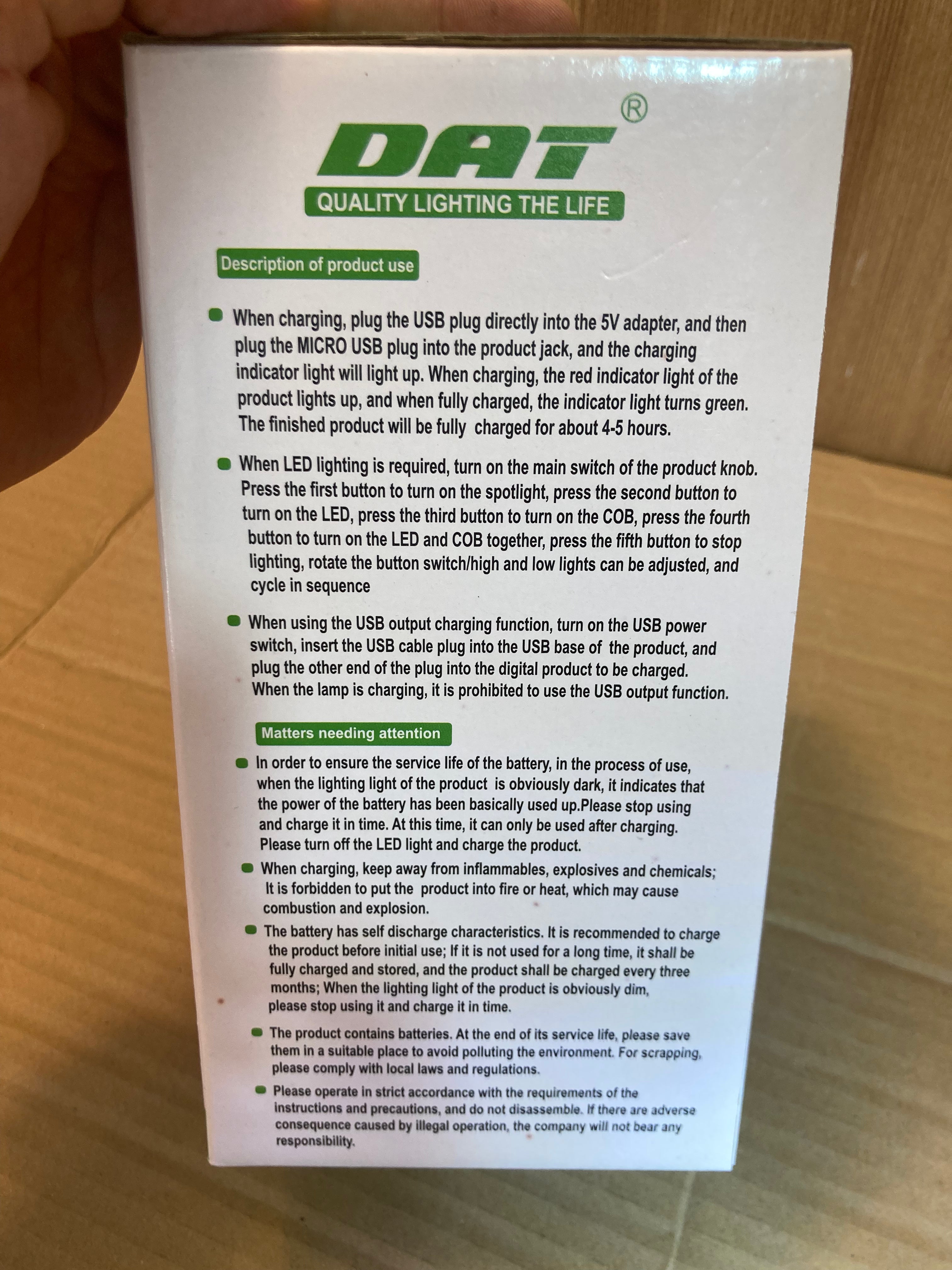 Rechargeable Portable Lantern Lamp DT-712