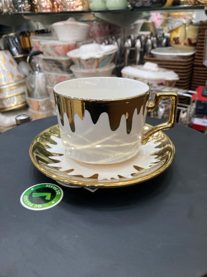 GGK Premium Quality Bone China Classic Collection 6pcs Tea Cup & Saucer Set