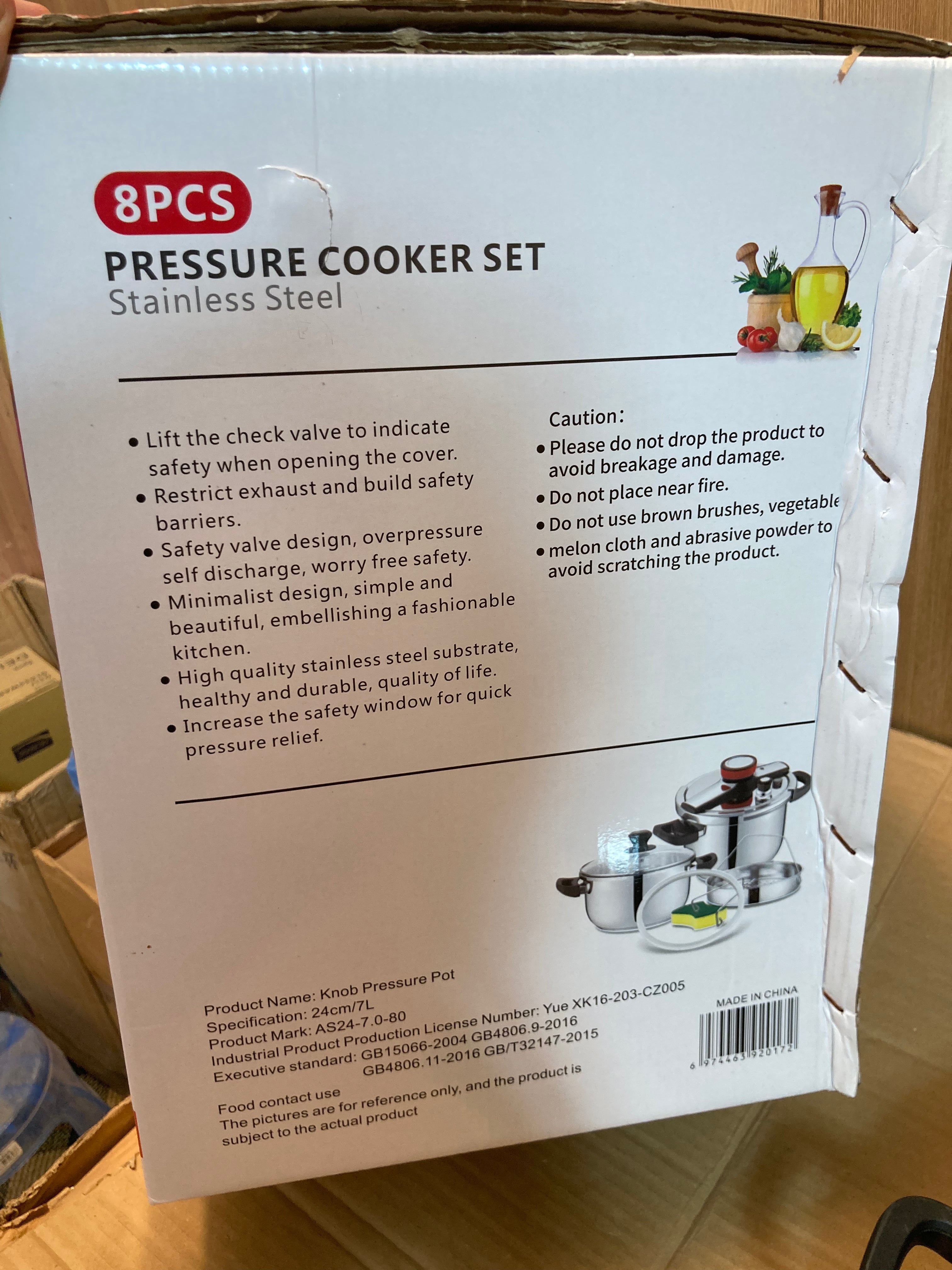 Lot Imported Stainless Steel Pressure Cooker 5+7L with Steamer