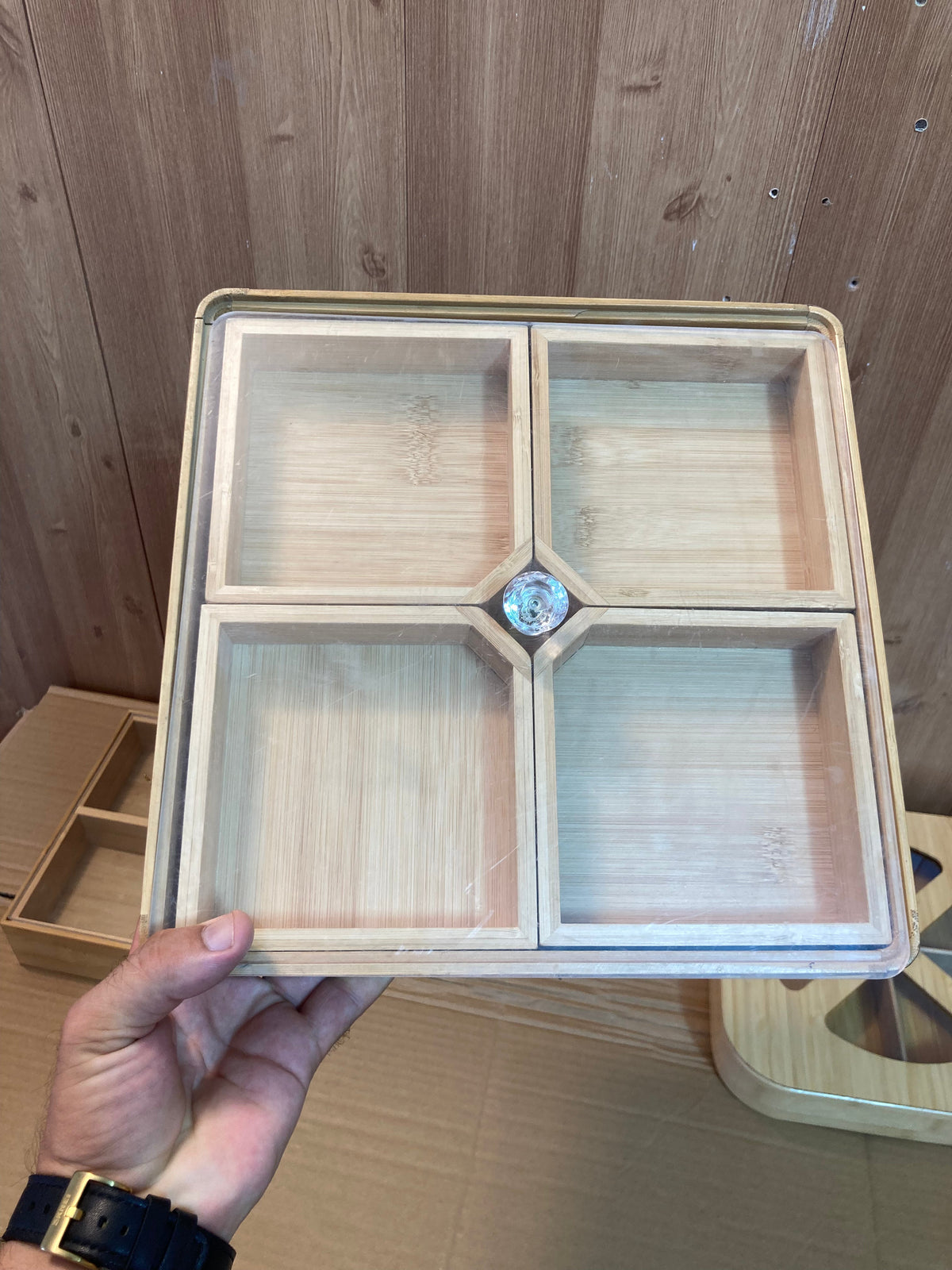 Bamboo Wood Multi Storage Dry Fruit Serving Tray