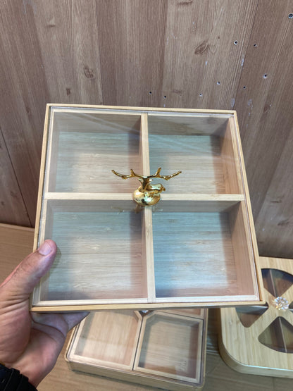 Bamboo Wood Multi Storage Dry Fruit Serving Tray