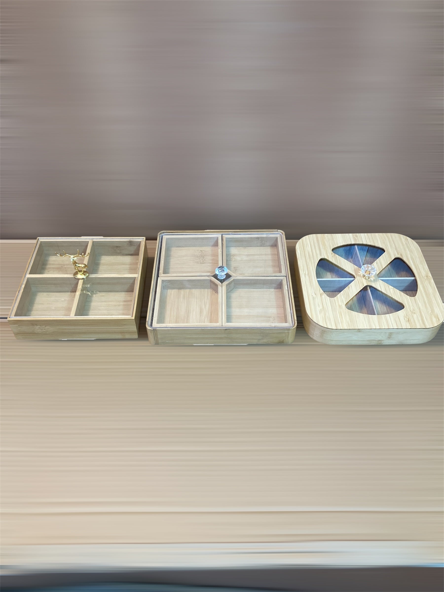 Bamboo Wood Multi Storage Dry Fruit Serving Tray