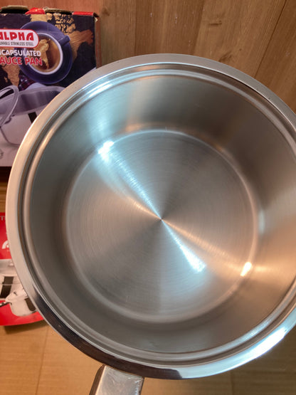 Alpha Durable Stainless Steel Sauce Pan With Glass Lid 20cm