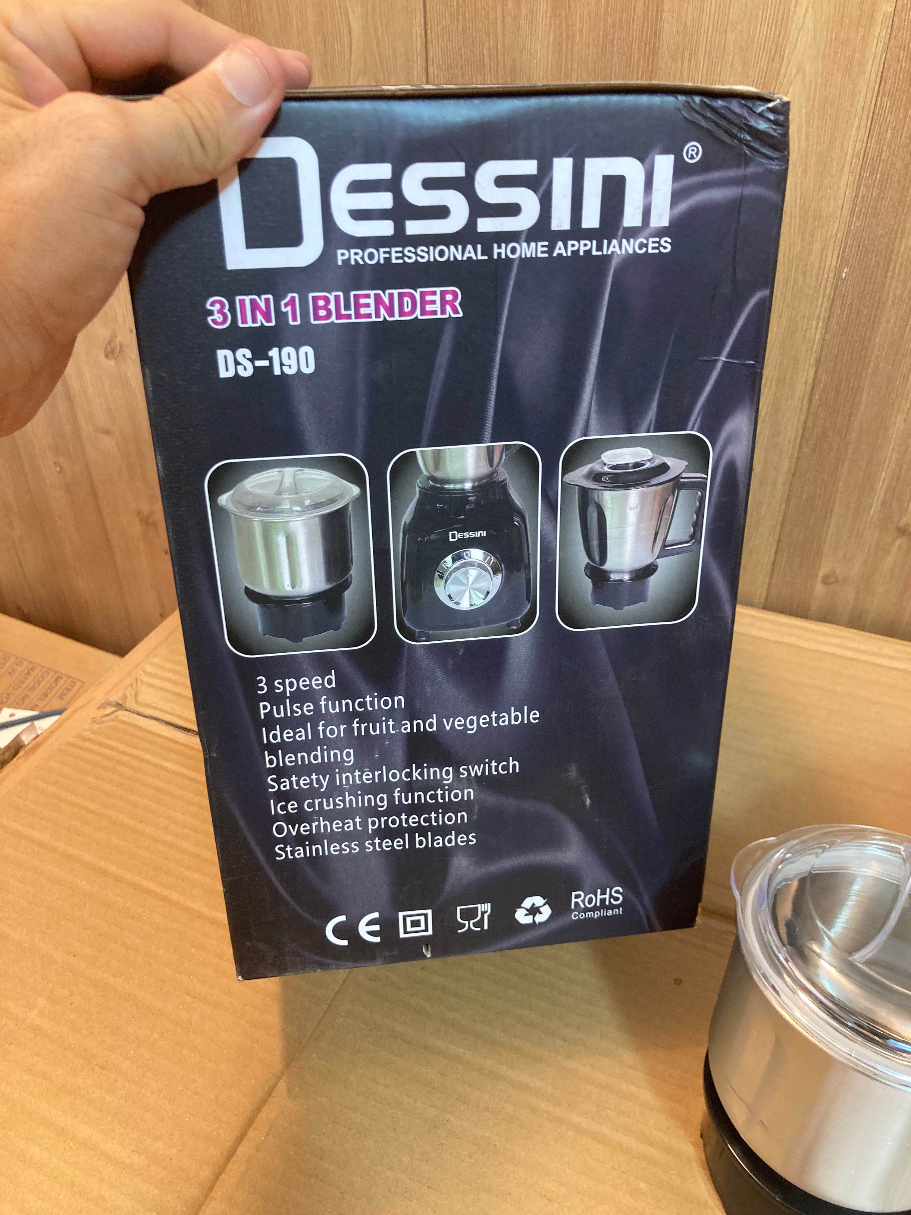 Dessini Italy 3 In 1 Stainless Steel Electric Blender 4500W - DS190