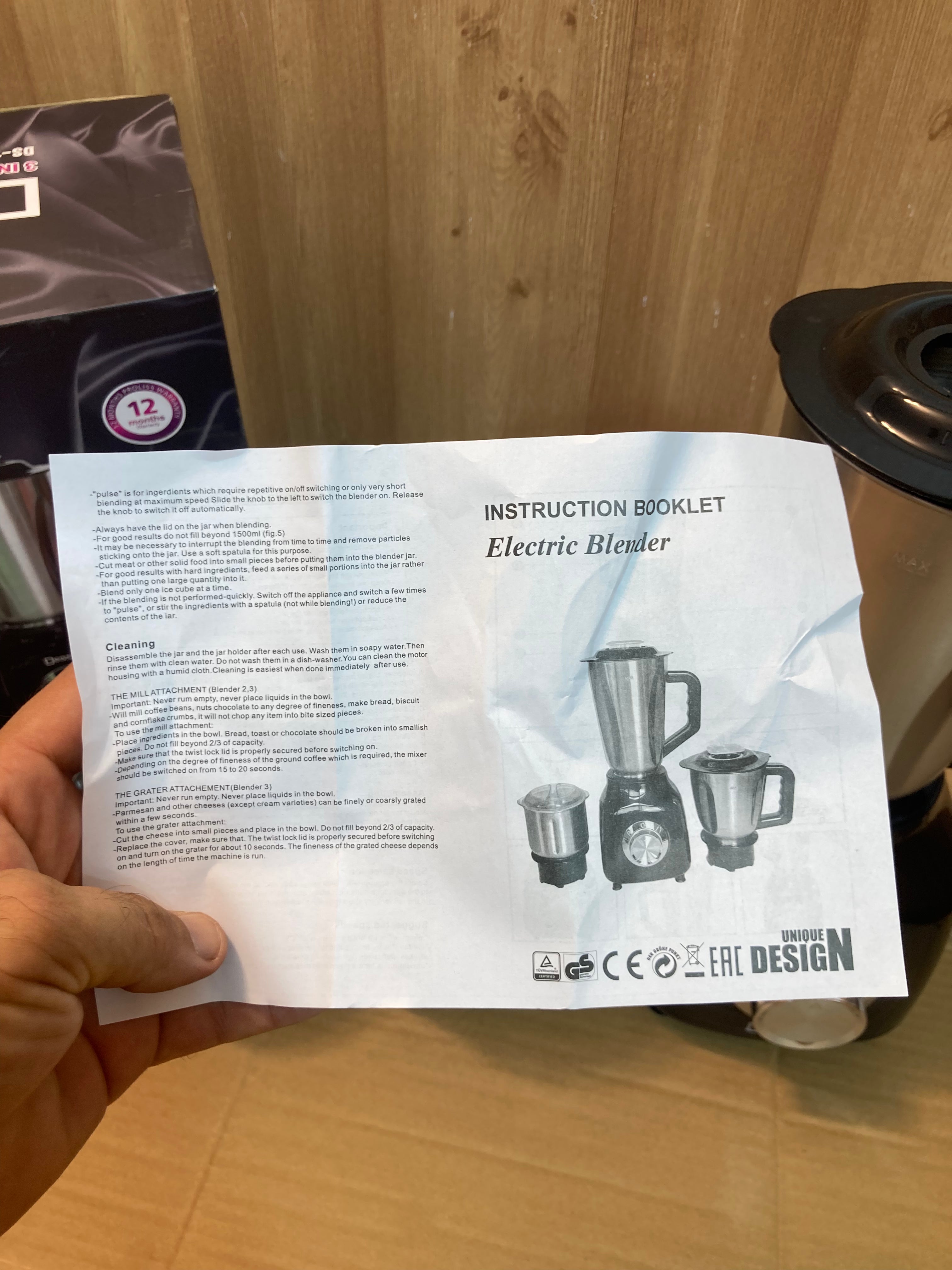 Dessini Italy 3 In 1 Stainless Steel Electric Blender 4500W - DS190