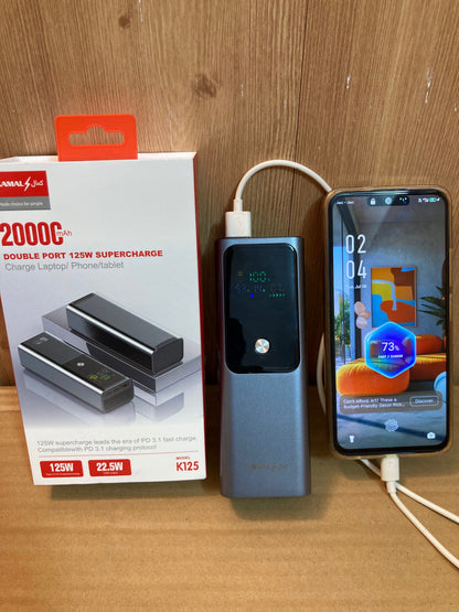 Kamal Square Shape 125W Super Fast Charging Lithium Power Bank 20,000 mAh - K125