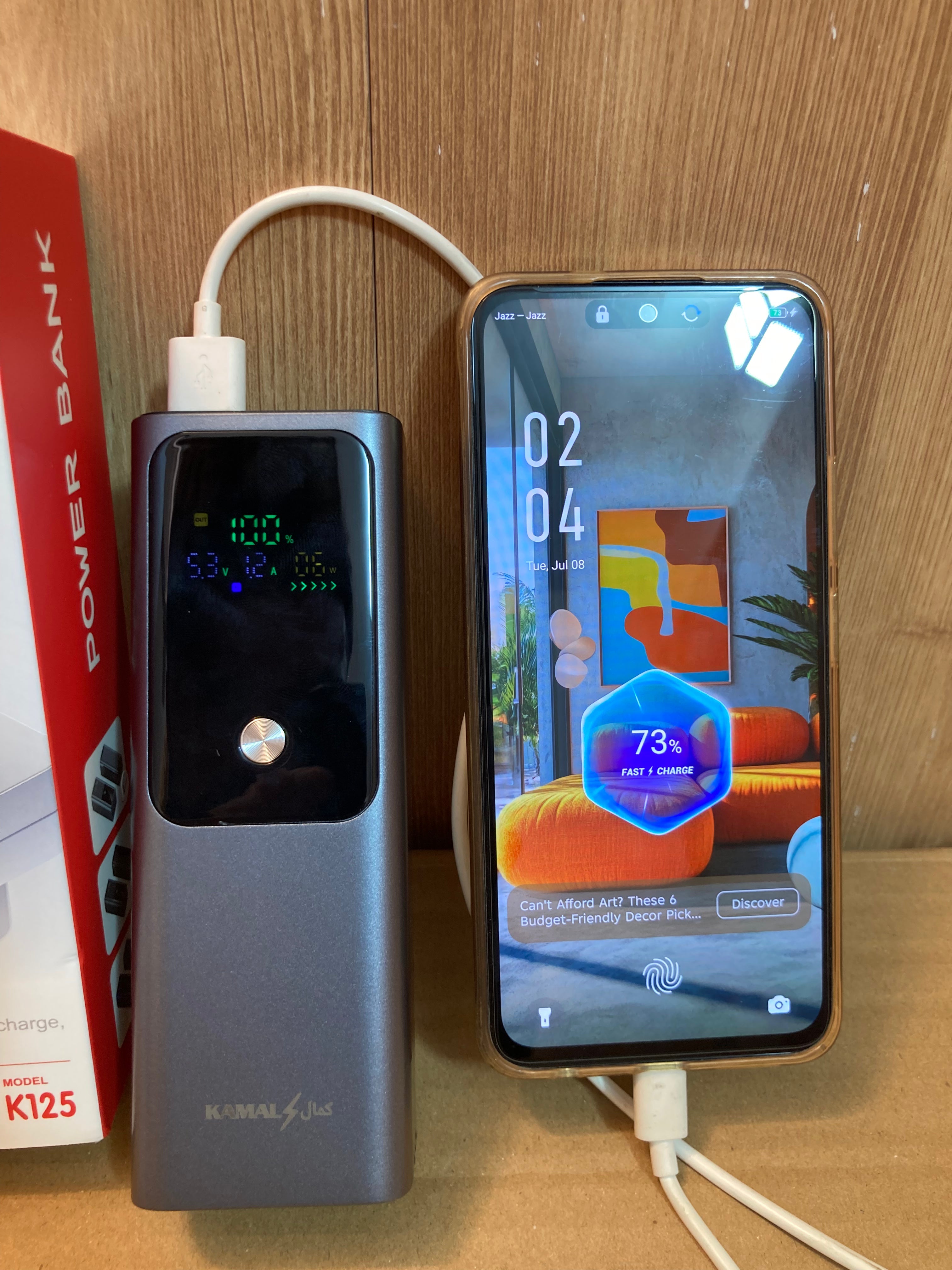 Kamal Square Shape 125W Super Fast Charging Lithium Power Bank 20,000 mAh - K125