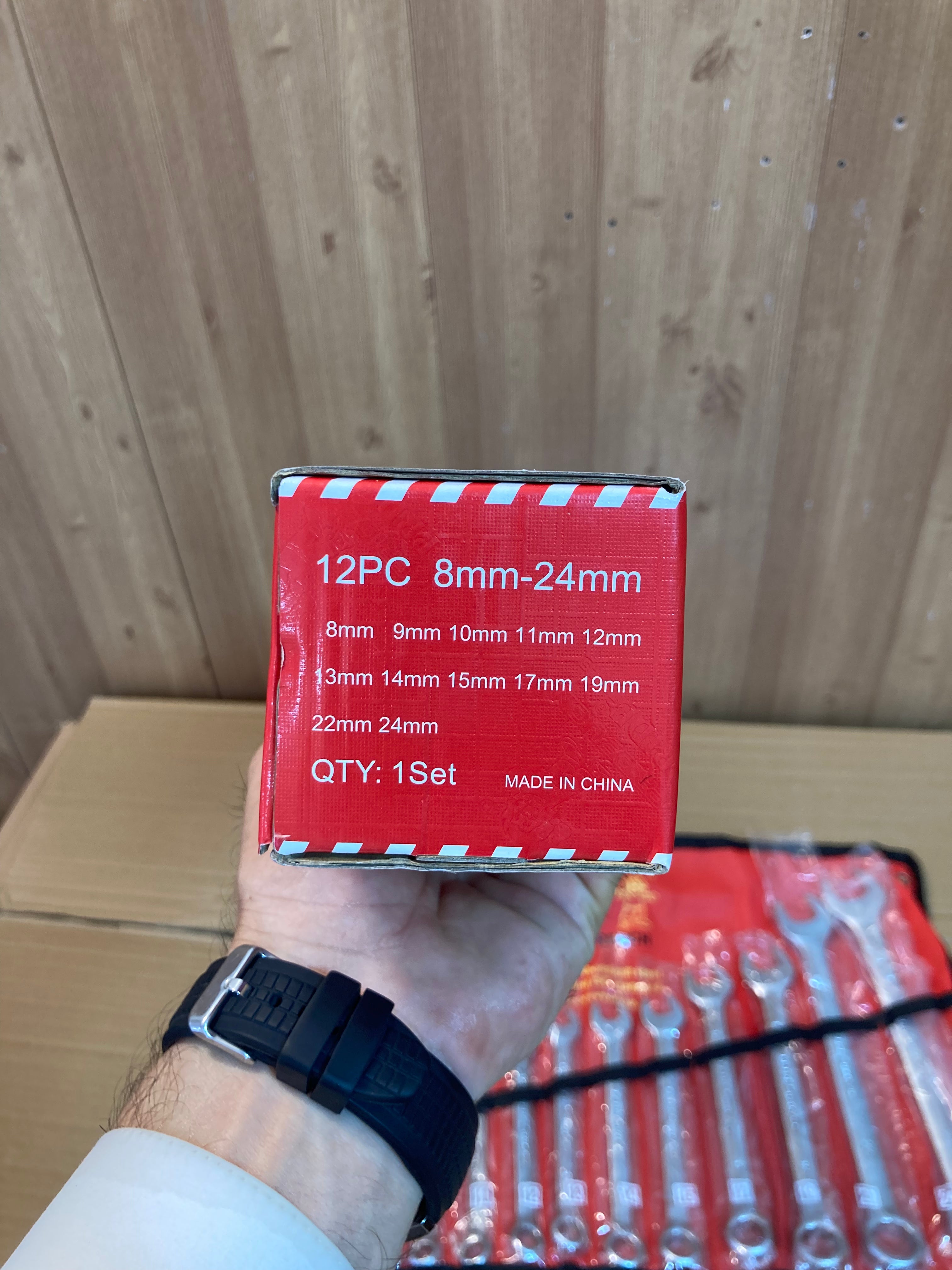 Combination Wrench Spanner Tool Double-Ended Ring Spanner 12Pcs Set 8–24 mm