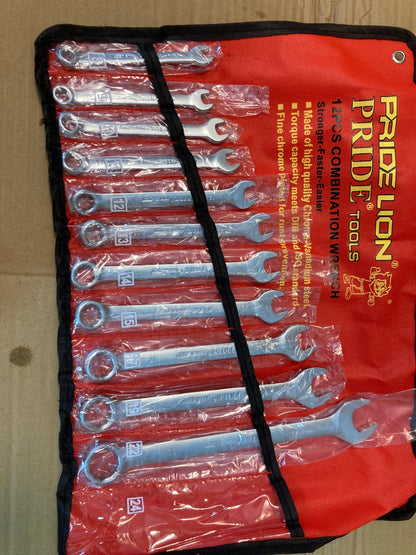Combination Wrench Spanner Tool Double-Ended Ring Spanner 12Pcs Set 8–24 mm
