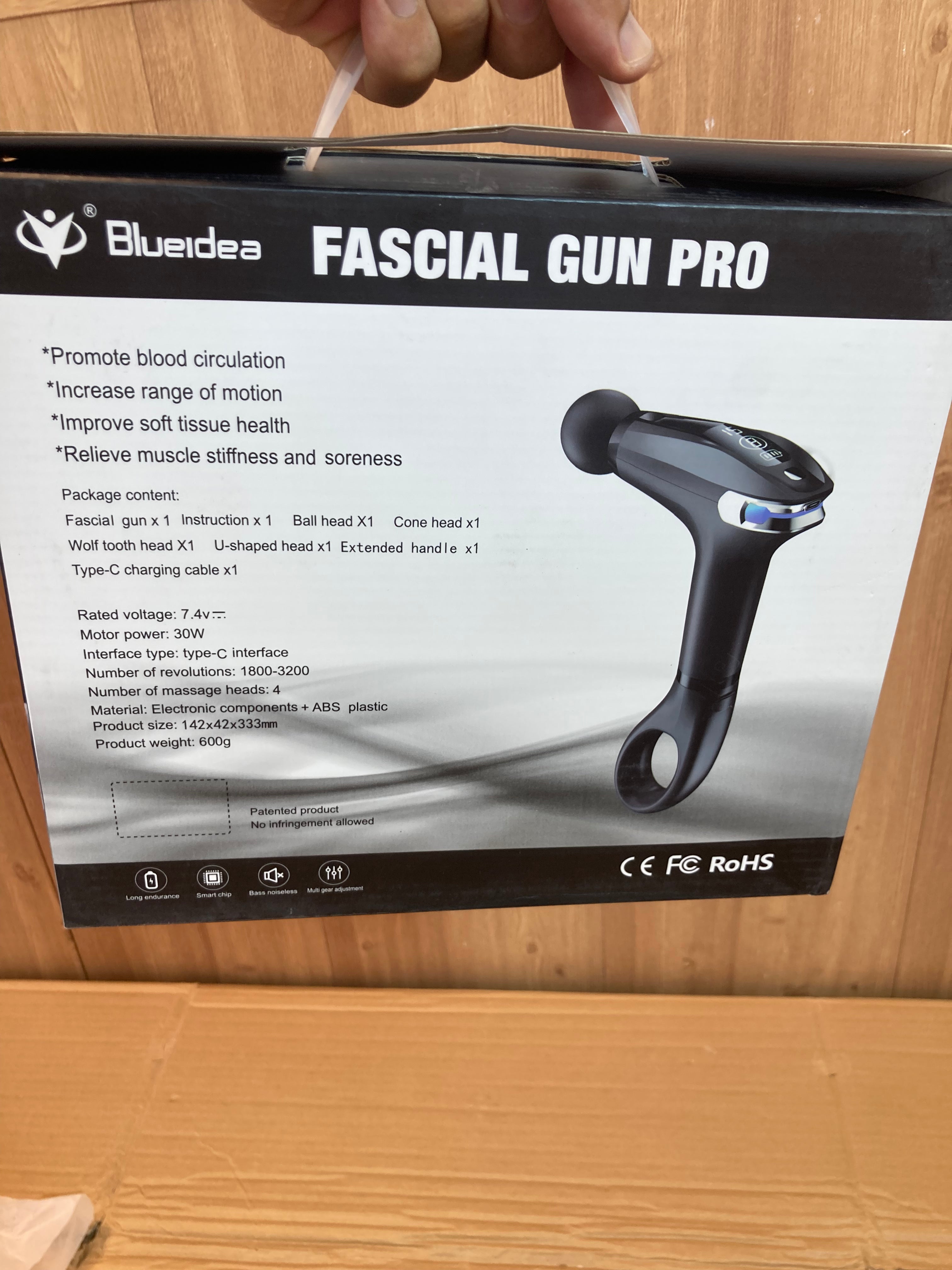 Blue Idea Extended Handle Facial Gun Pro Massager