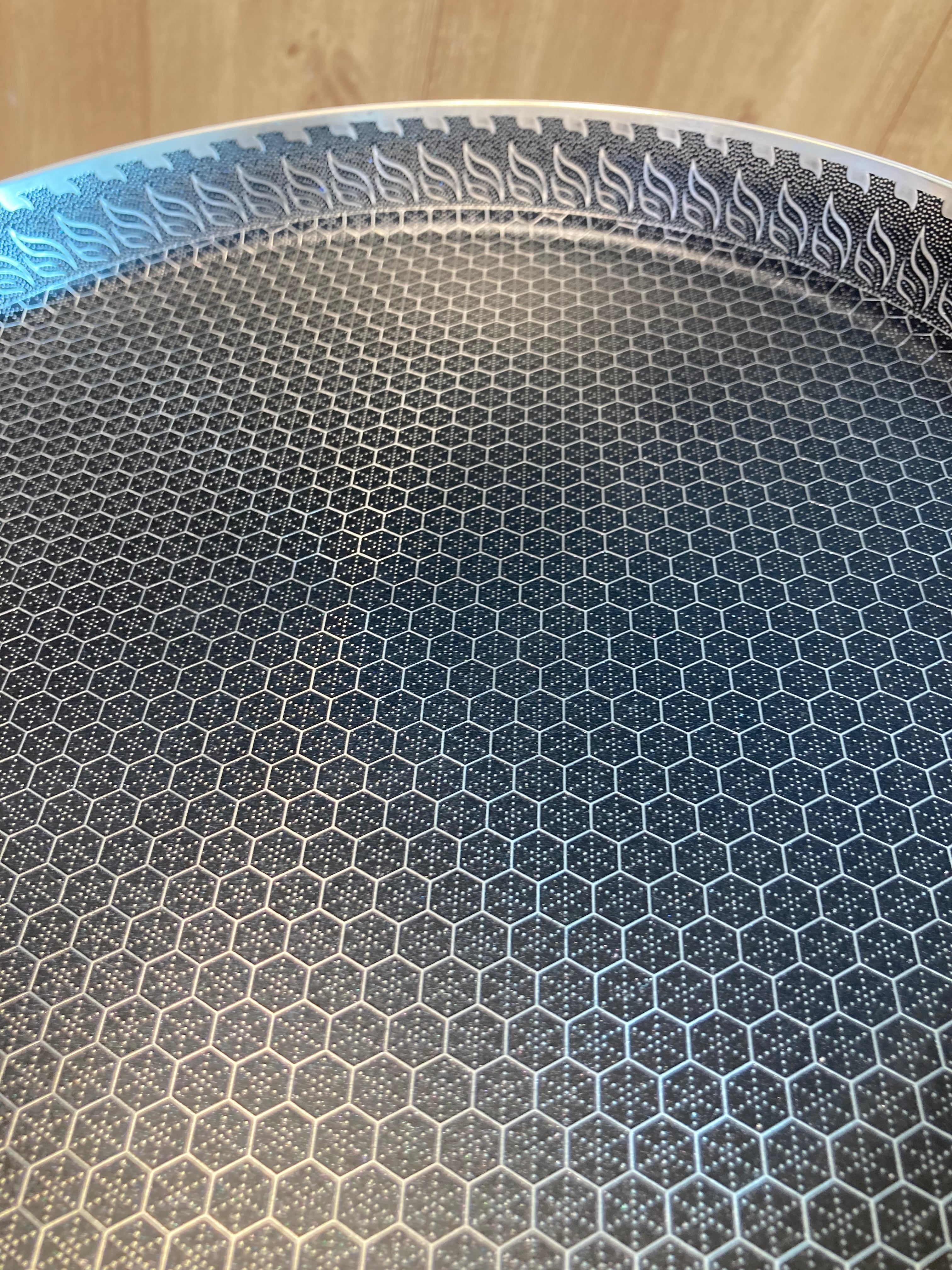 Double Laser Coated HoneyComb Flat Pizza Pan Without Lid