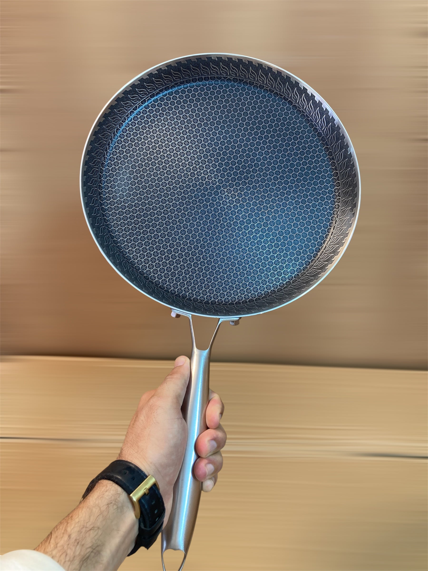 Double Laser Coated HoneyComb Flat Pizza Pan Without Lid