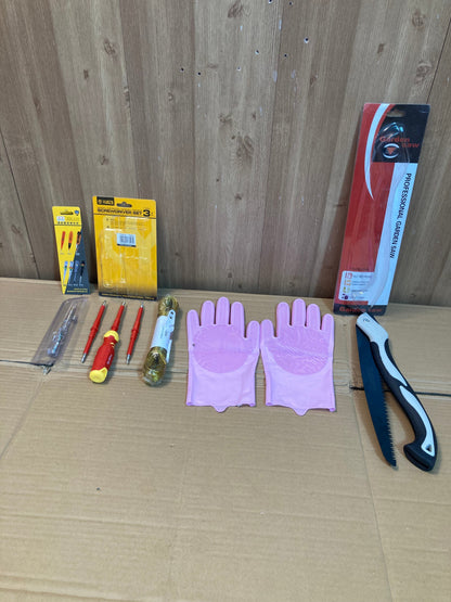 Ultimate Home Essentials Combo – Hand Saw, Silicone Gloves, Screwdriver Set, Drying Wire & Electrical Tester