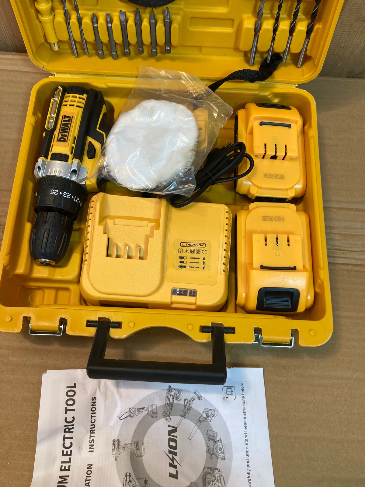 DeWALT 48V Cordless Drill Machine Set with Polishing Foam