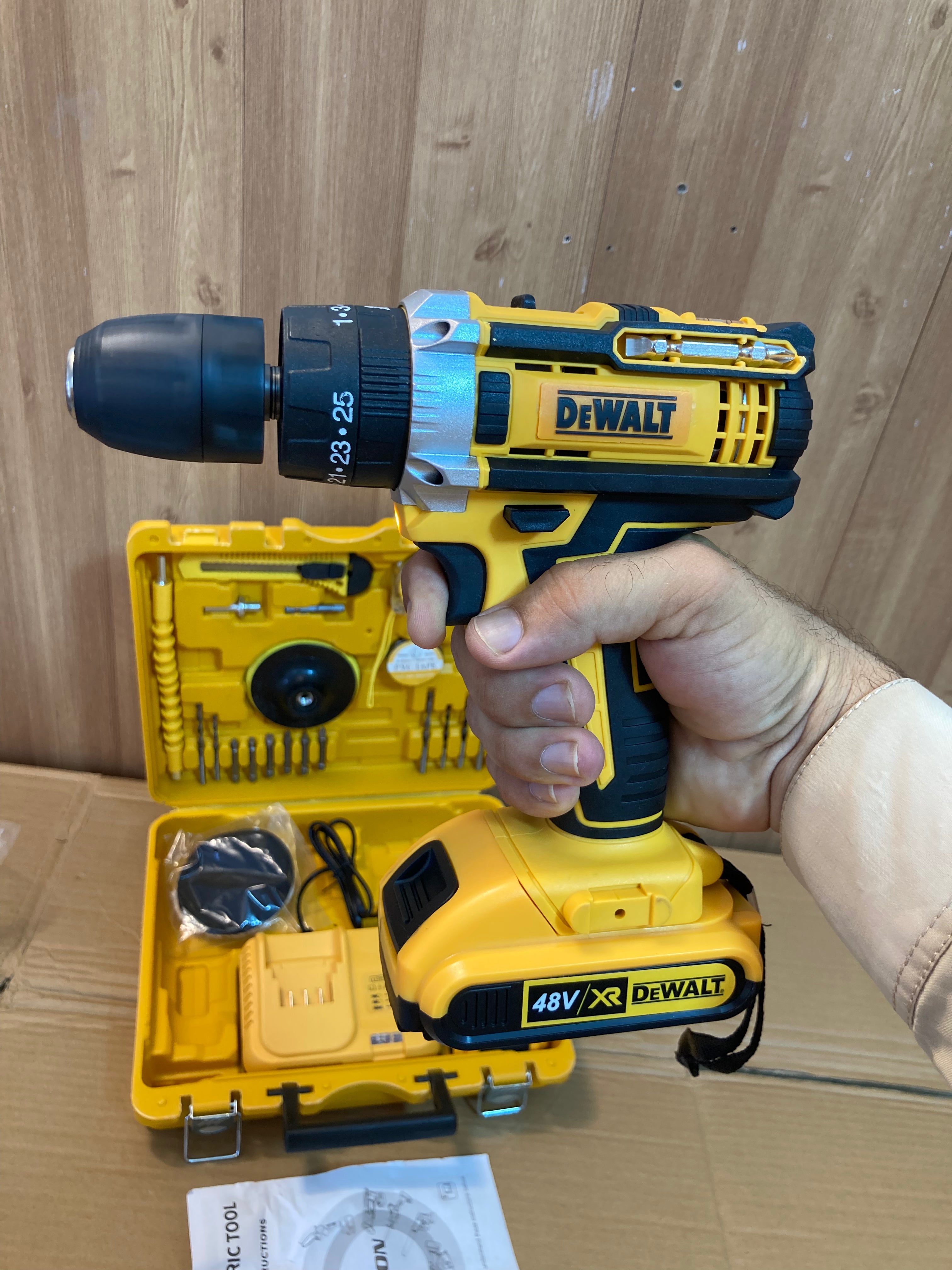 DeWALT 48V Cordless Drill Machine Set with Polishing Foam